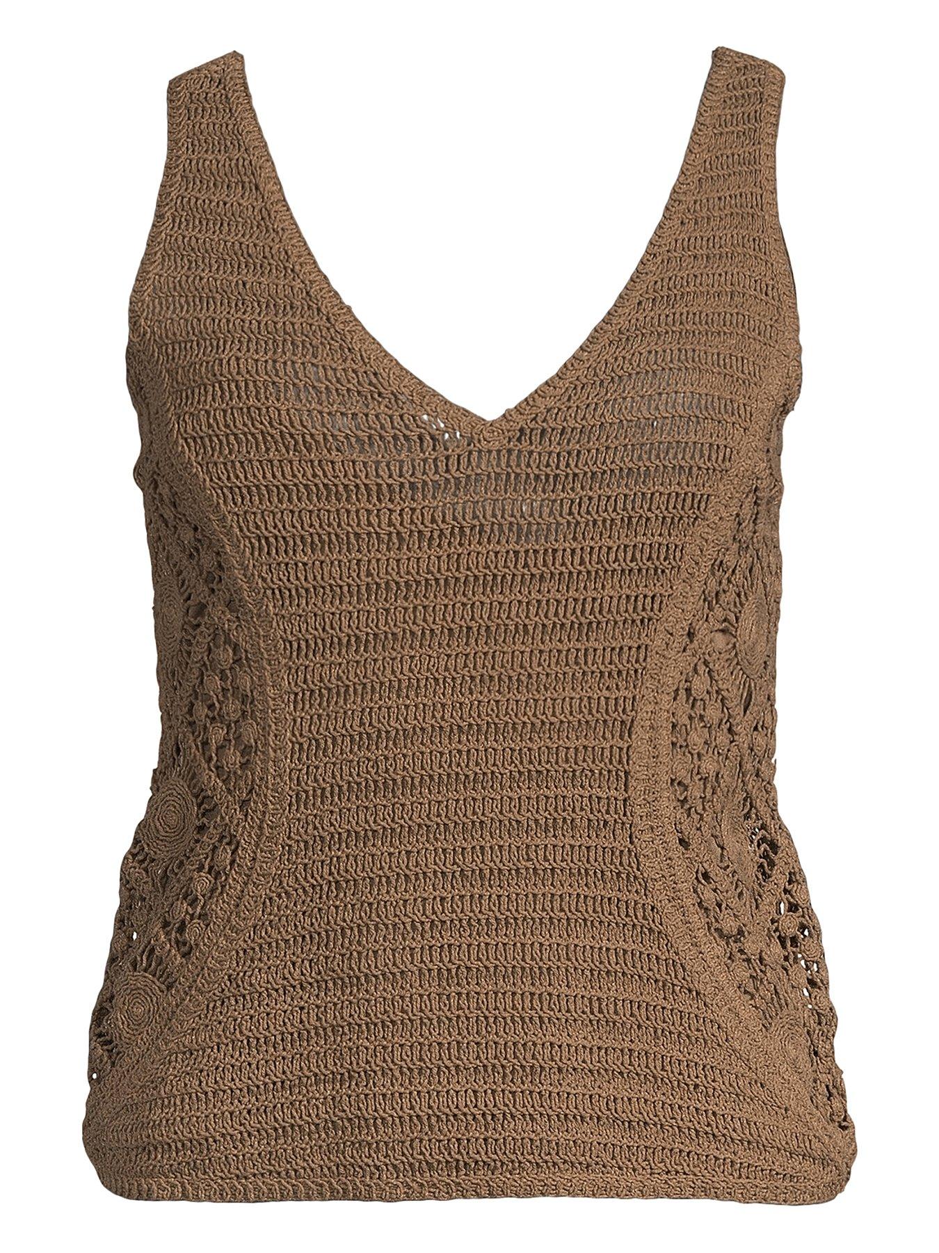 michelle-keegan-crochet-v-neck-vest-top-browndetail