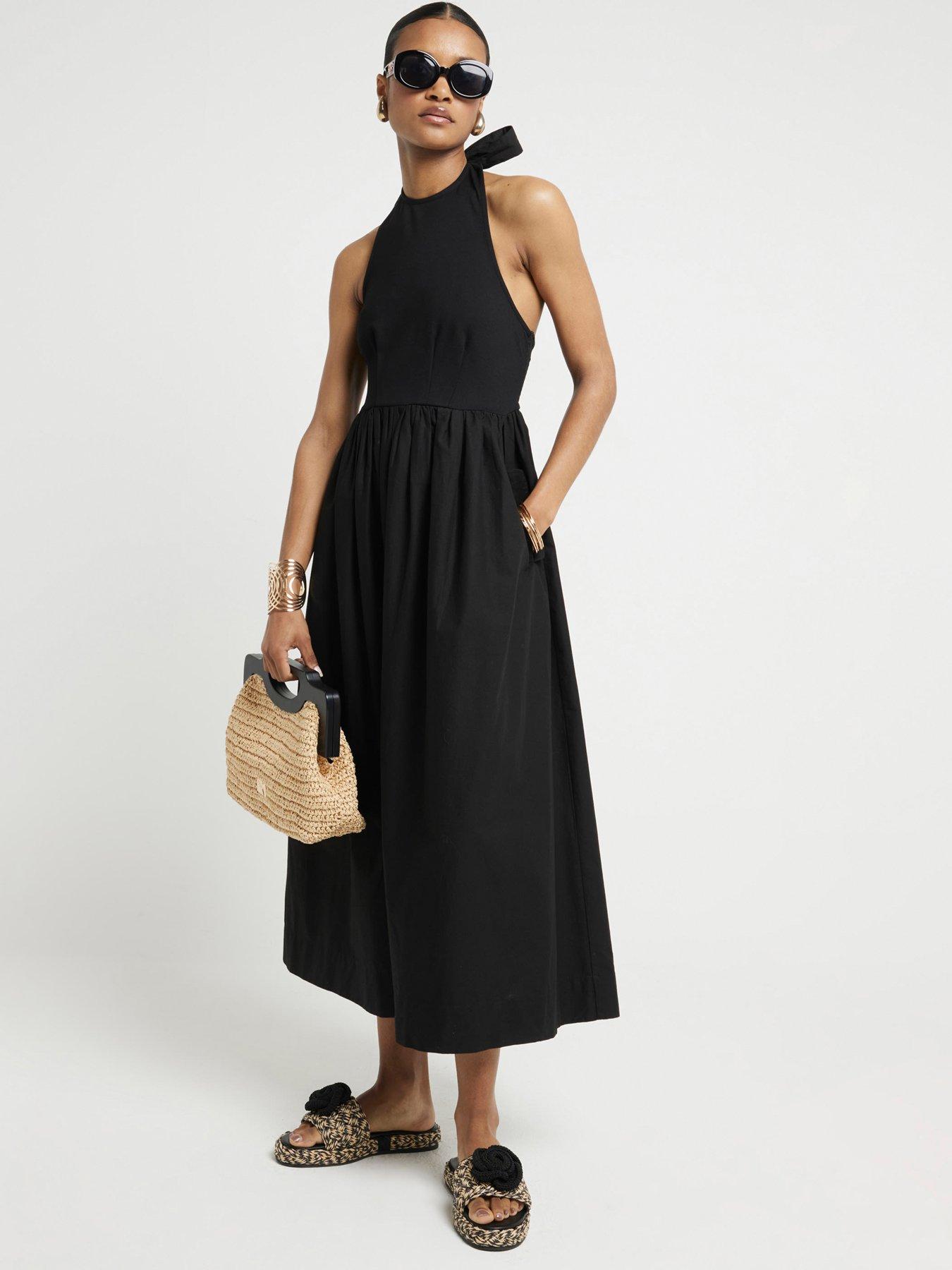 river-island-hybrid-midi-dress-black