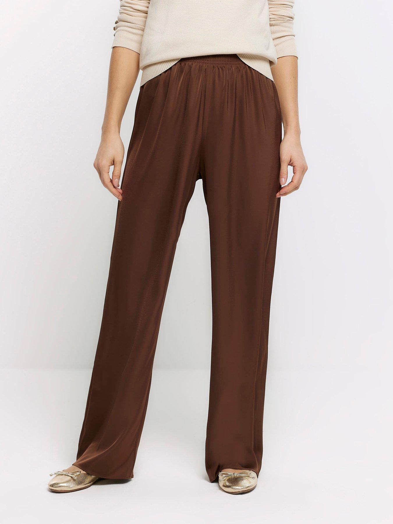 river-island-pull-on-satin-trouser-dark-pink