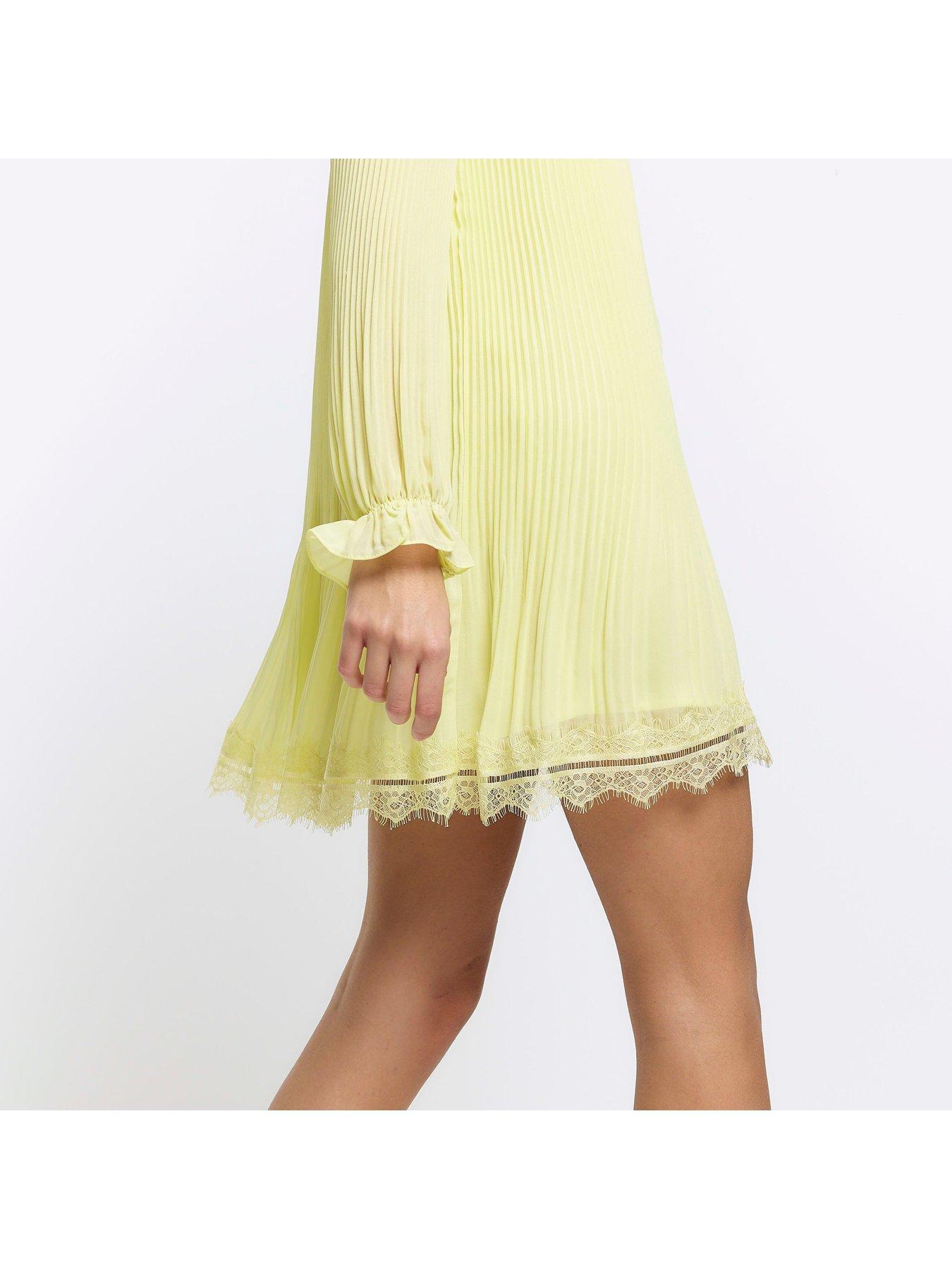 river-island-pleated-lace-hem-dress-yellowoutfit