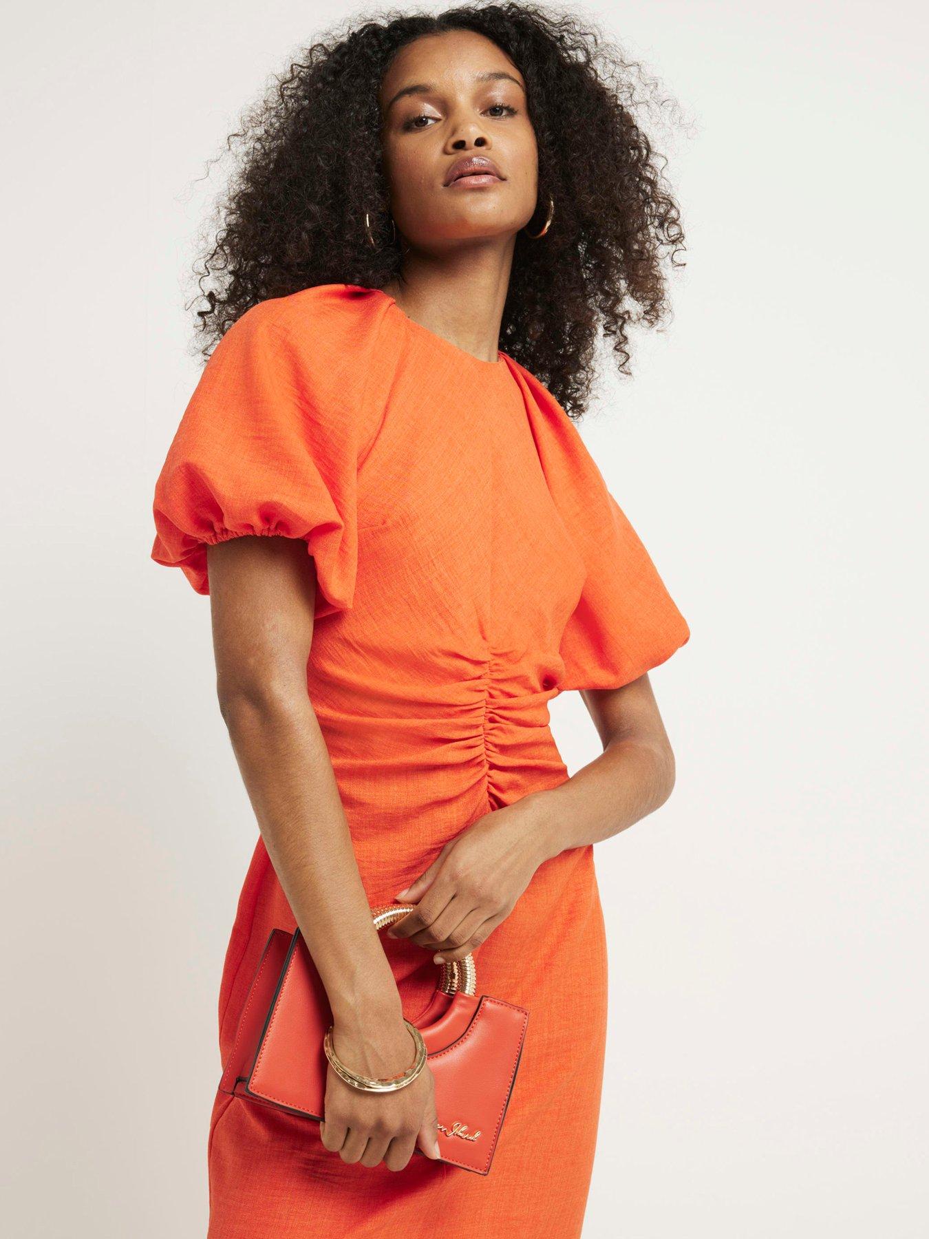 river-island-ruched-midi-dress-orangeback