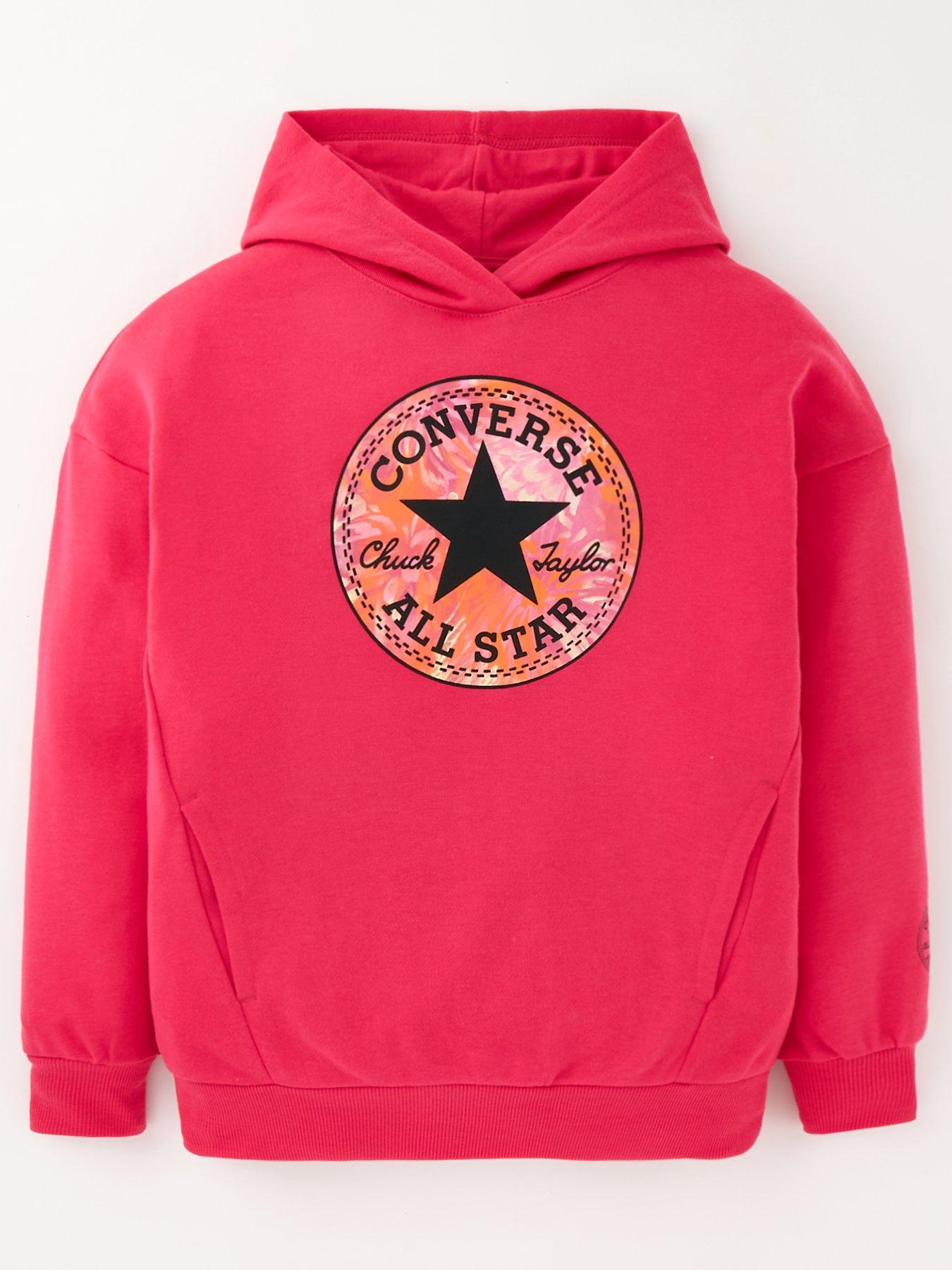 Junior Girls Oversized Chuck Patch Hoodie Pink