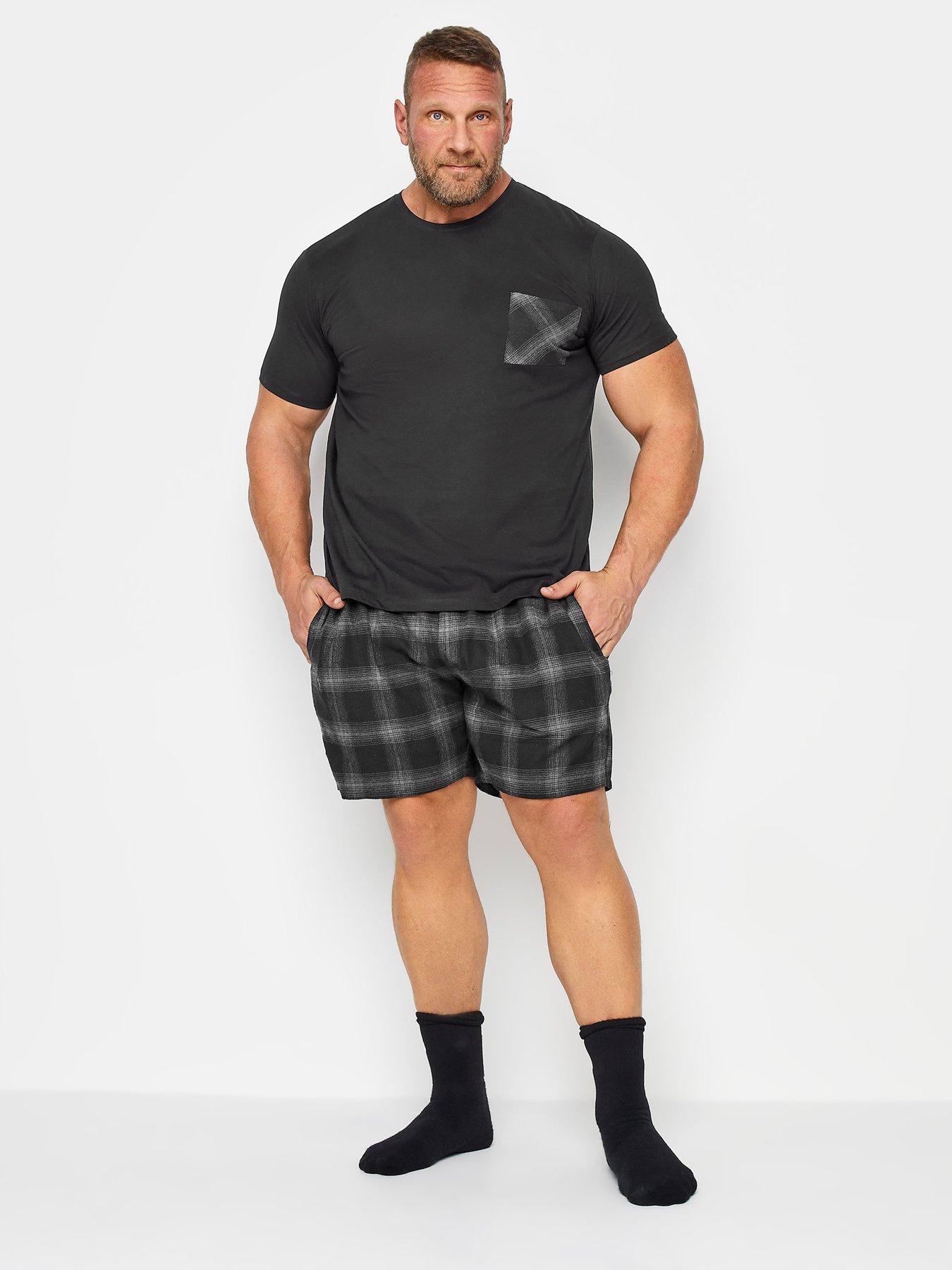 badrhino-badrhino-black-and-grey-check-short-and-pocket-t-shirt-set