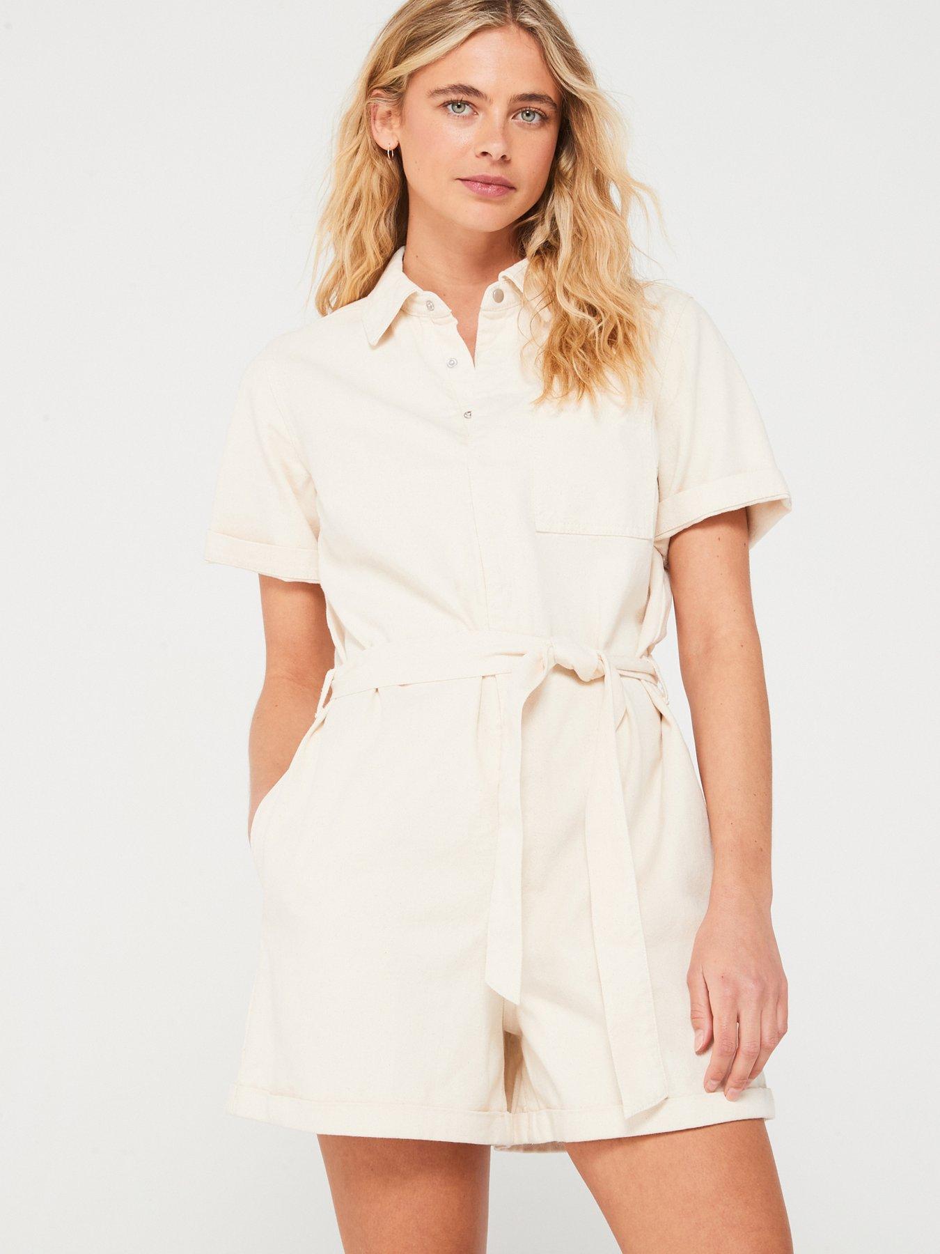 Image of JJXX Denim Playsuit - White