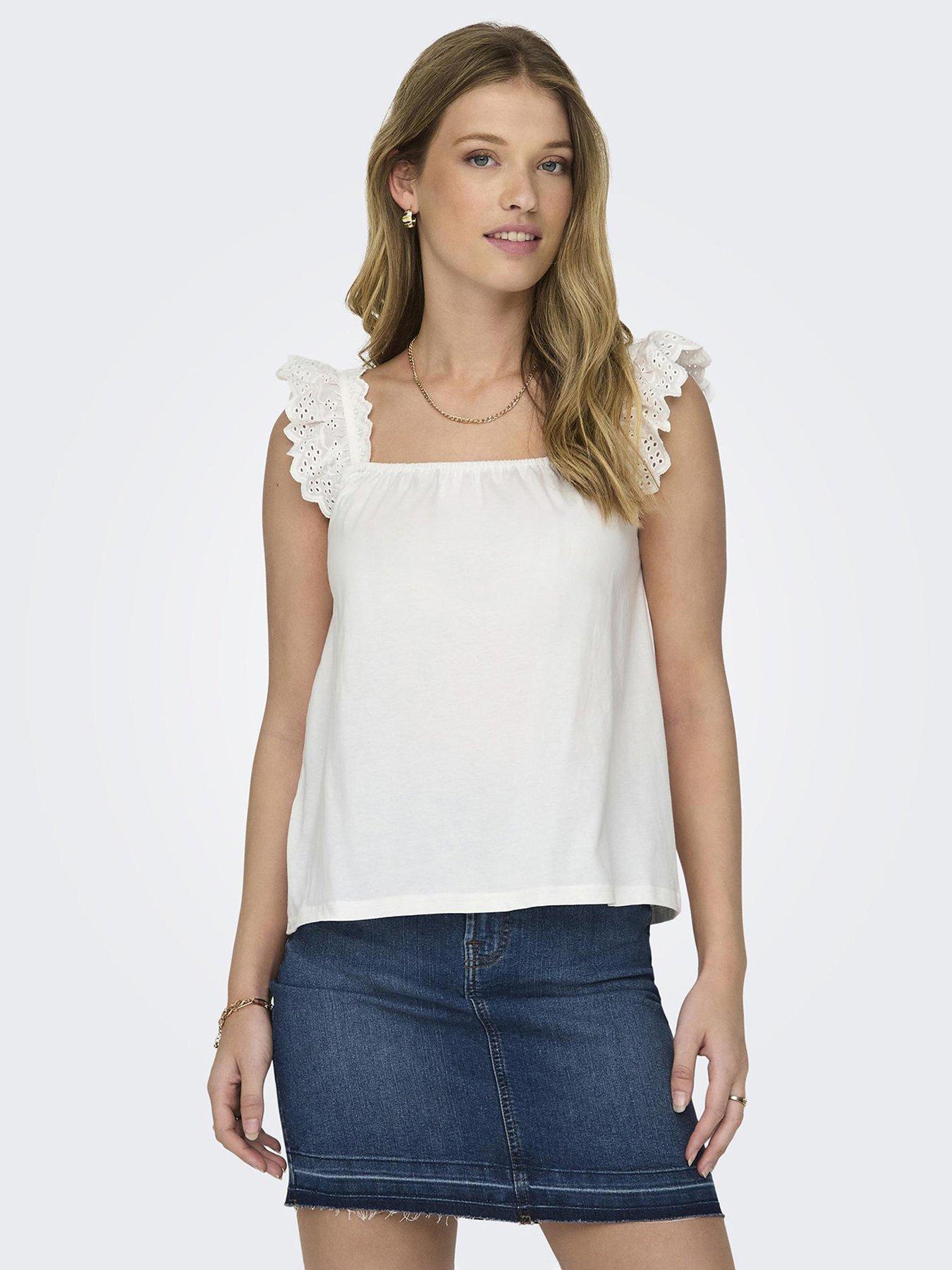 jdy-frill-strap-top-white