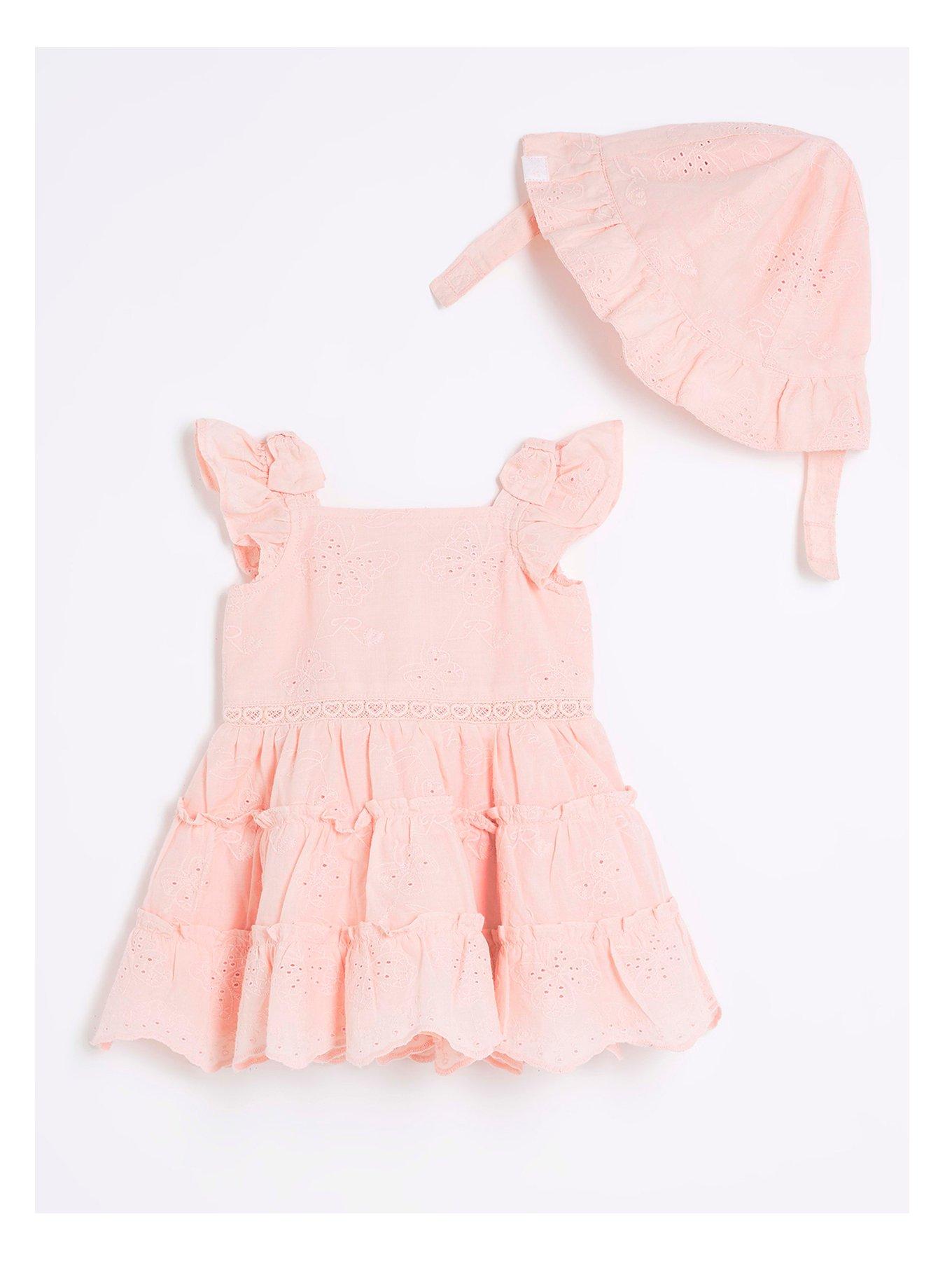 river-island-baby-baby-girls-broderie-dress-and-hat-set-pinkfront