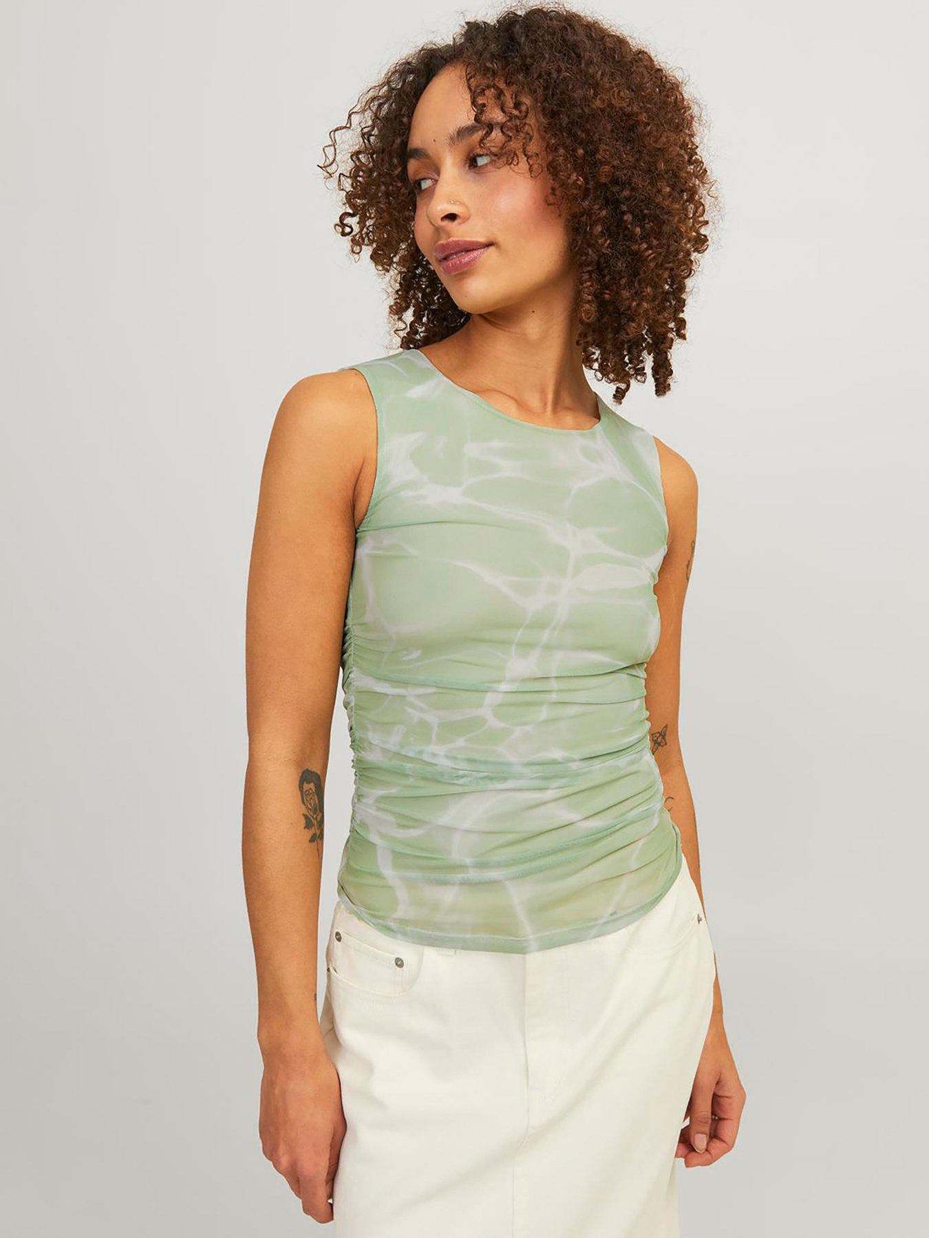 jjxx-printed-mesh-top-green