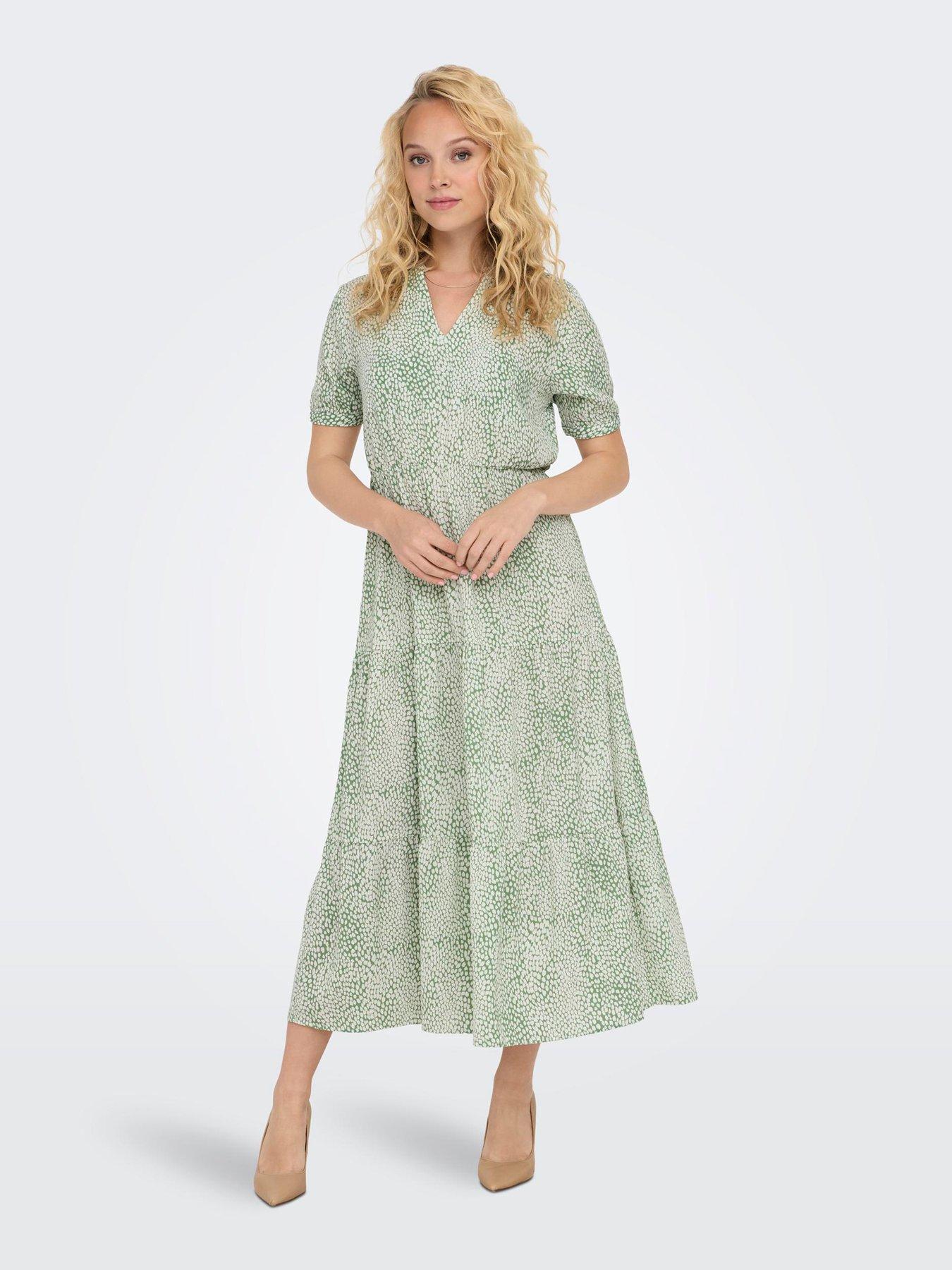 jdy-short-sleeve-v-neck-maxi-dress-green