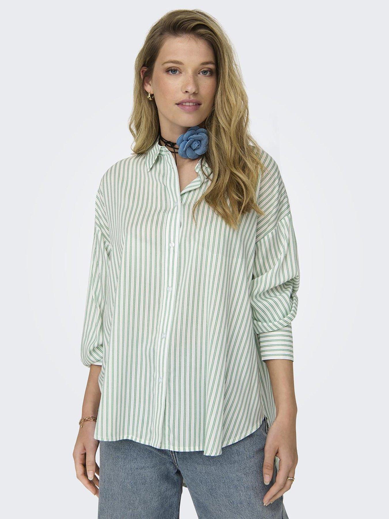 jdy-oversized-stripe-shirt-green