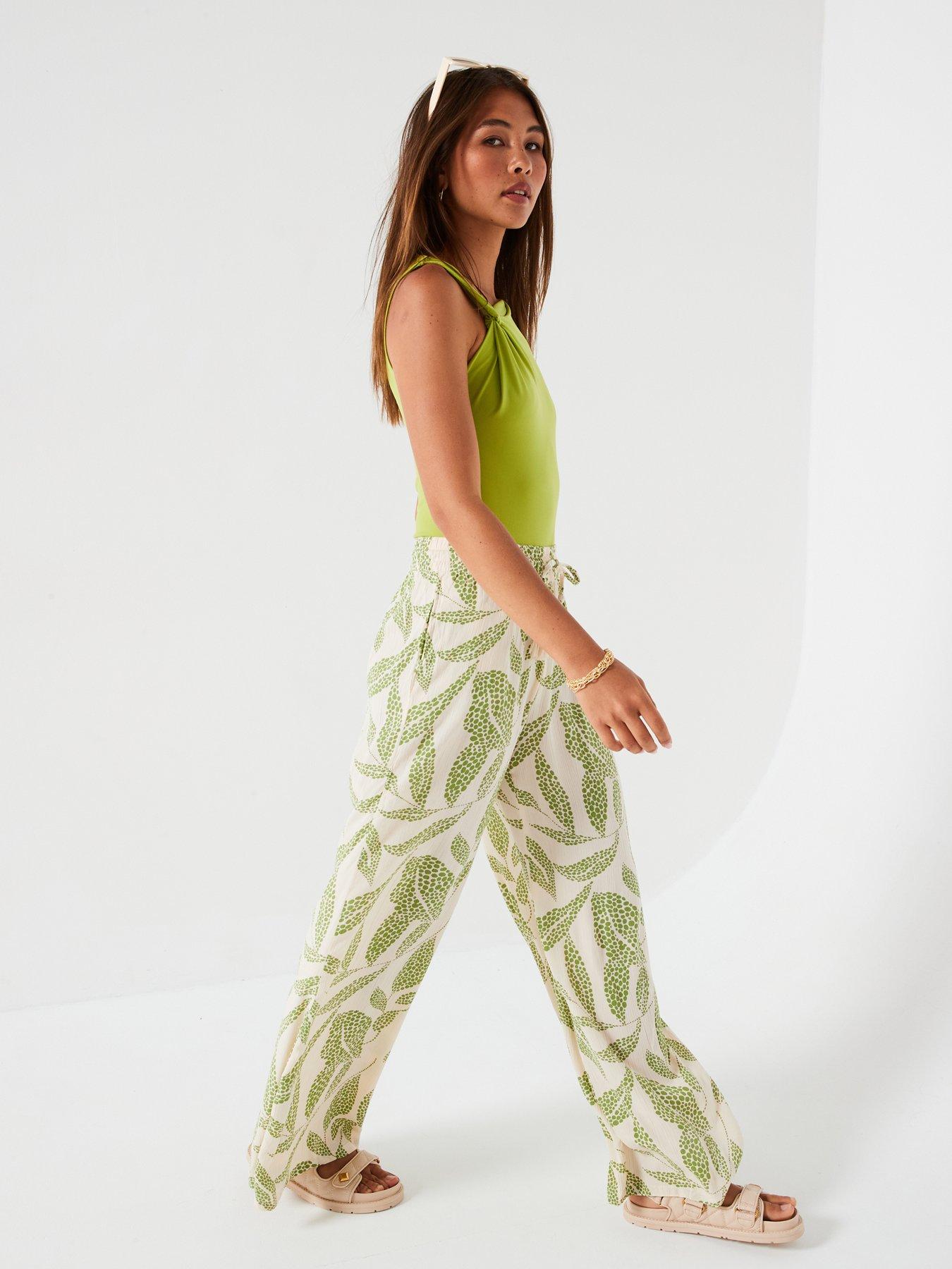 jdy-tie-waist-printed-trousers-greendetail