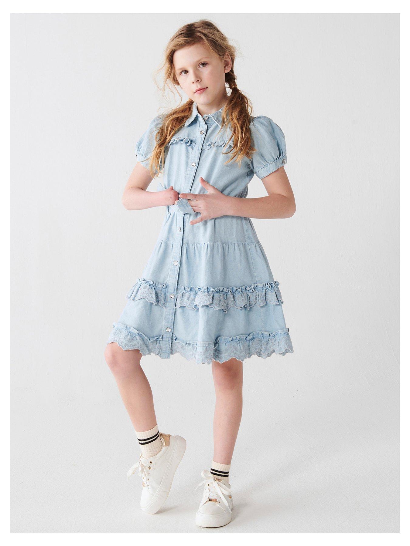 river-island-girls-denim-tiered-shirt-dress-bluefront