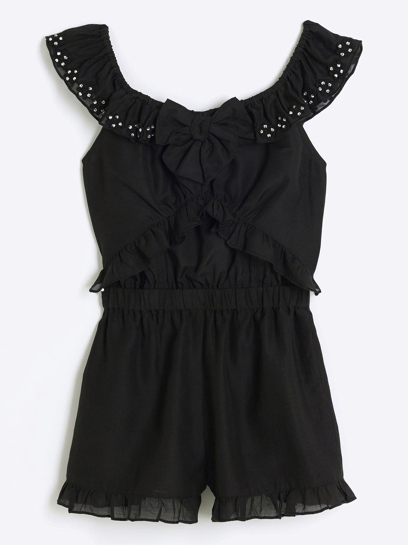 river-island-girls-bow-frill-playsuit-blackfront