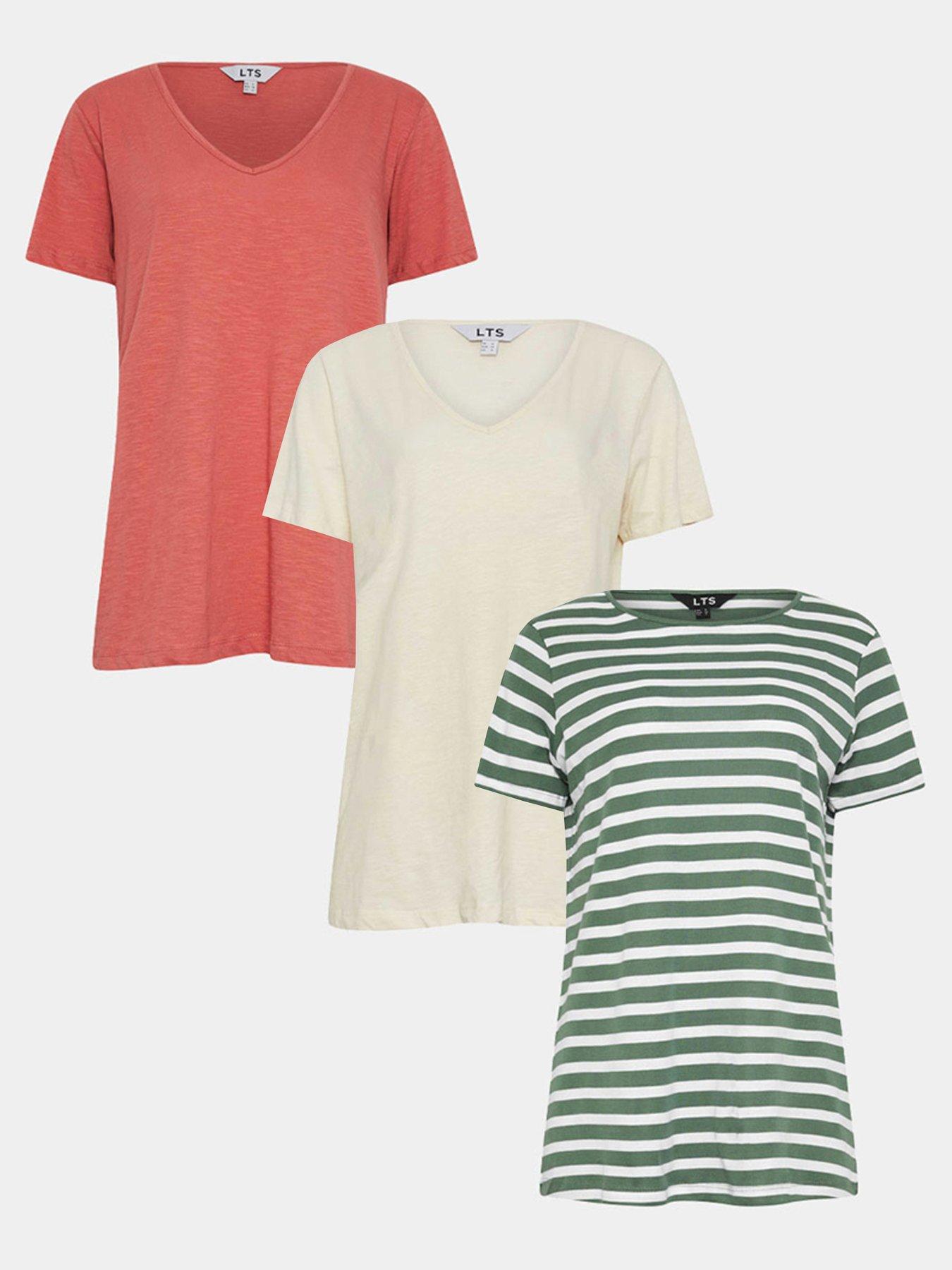 long-tall-sally-tall-3-pack-short-sleeve-v-neck-tee-natural-red-khaki-stripefront