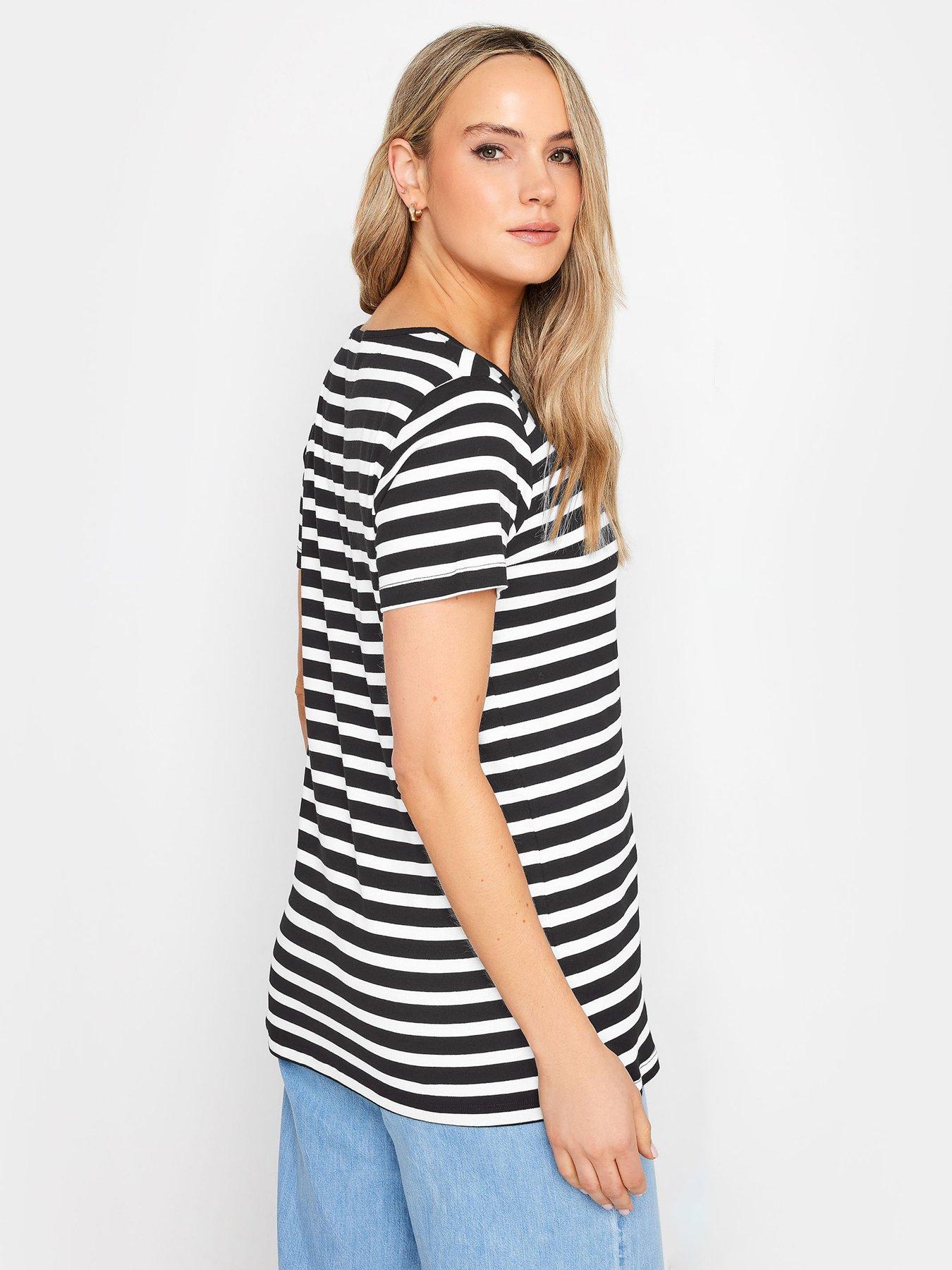 Image 2 of 4 of Long Tall Sally Tall 2 Pack Short Sleeve Scoop Neck Tee - White Black Stripe