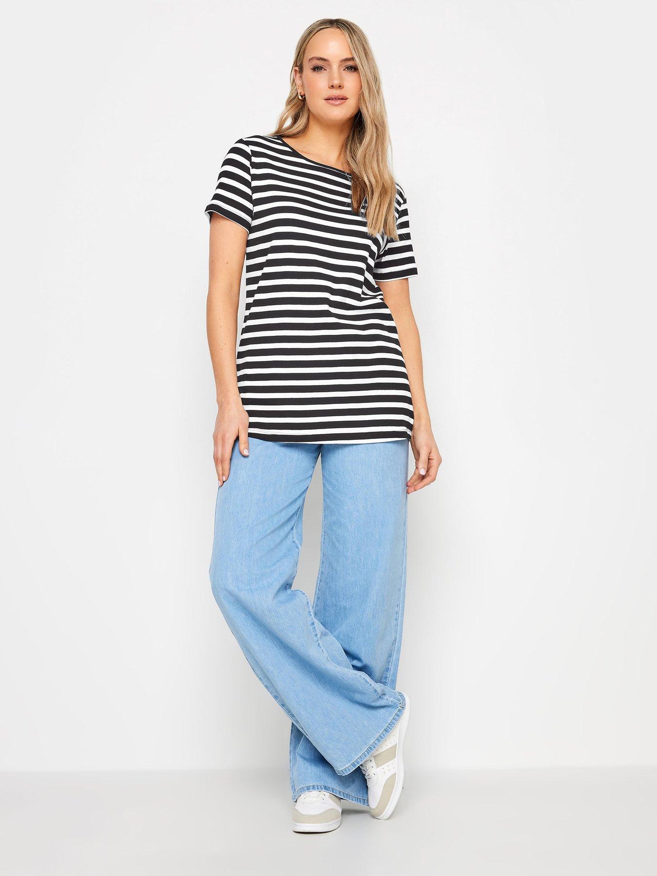 Image 3 of 4 of Long Tall Sally Tall 2 Pack Short Sleeve Scoop Neck Tee - White Black Stripe