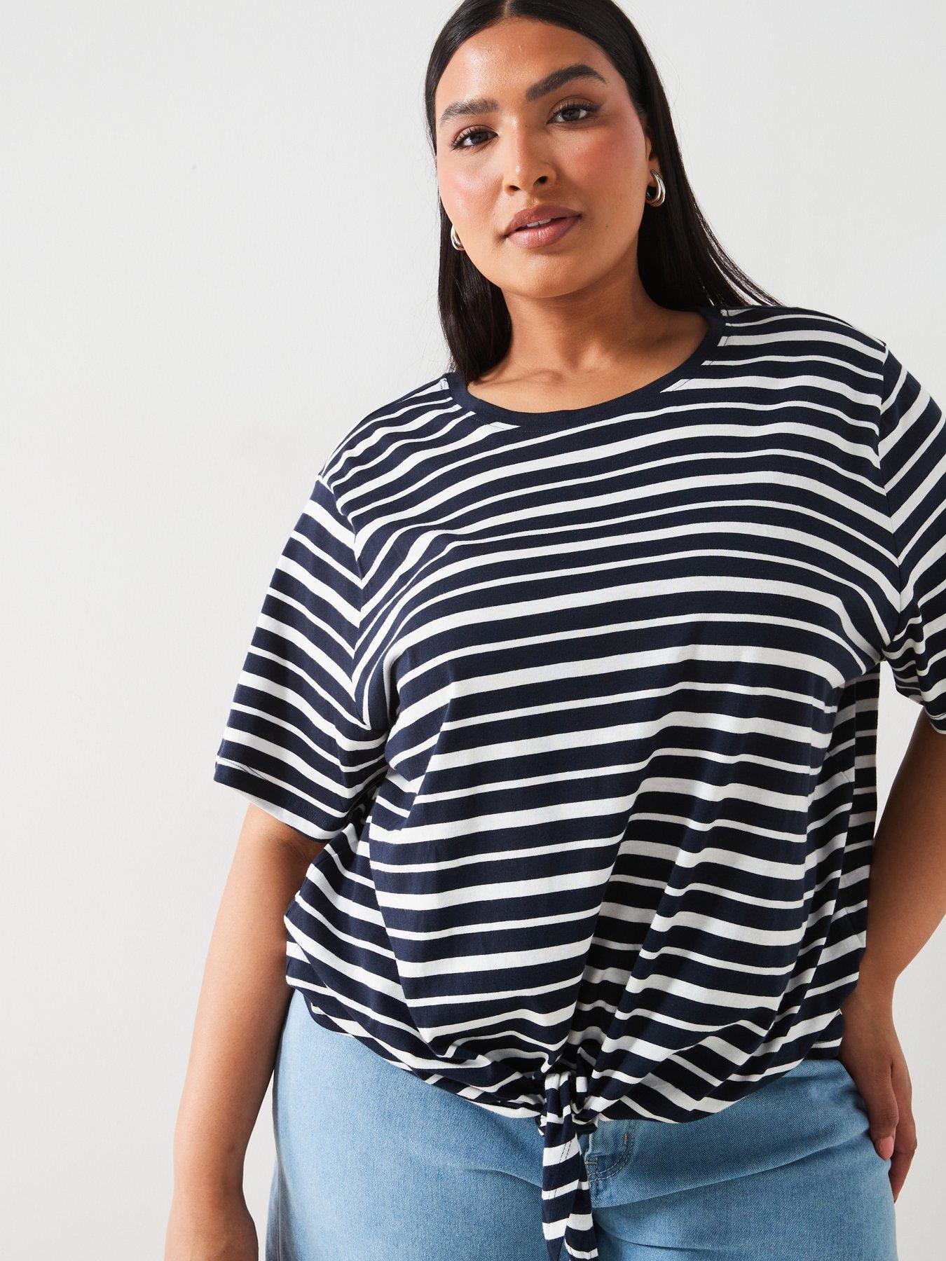 only-curve-knot-detail-stripe-t-shirt-navy