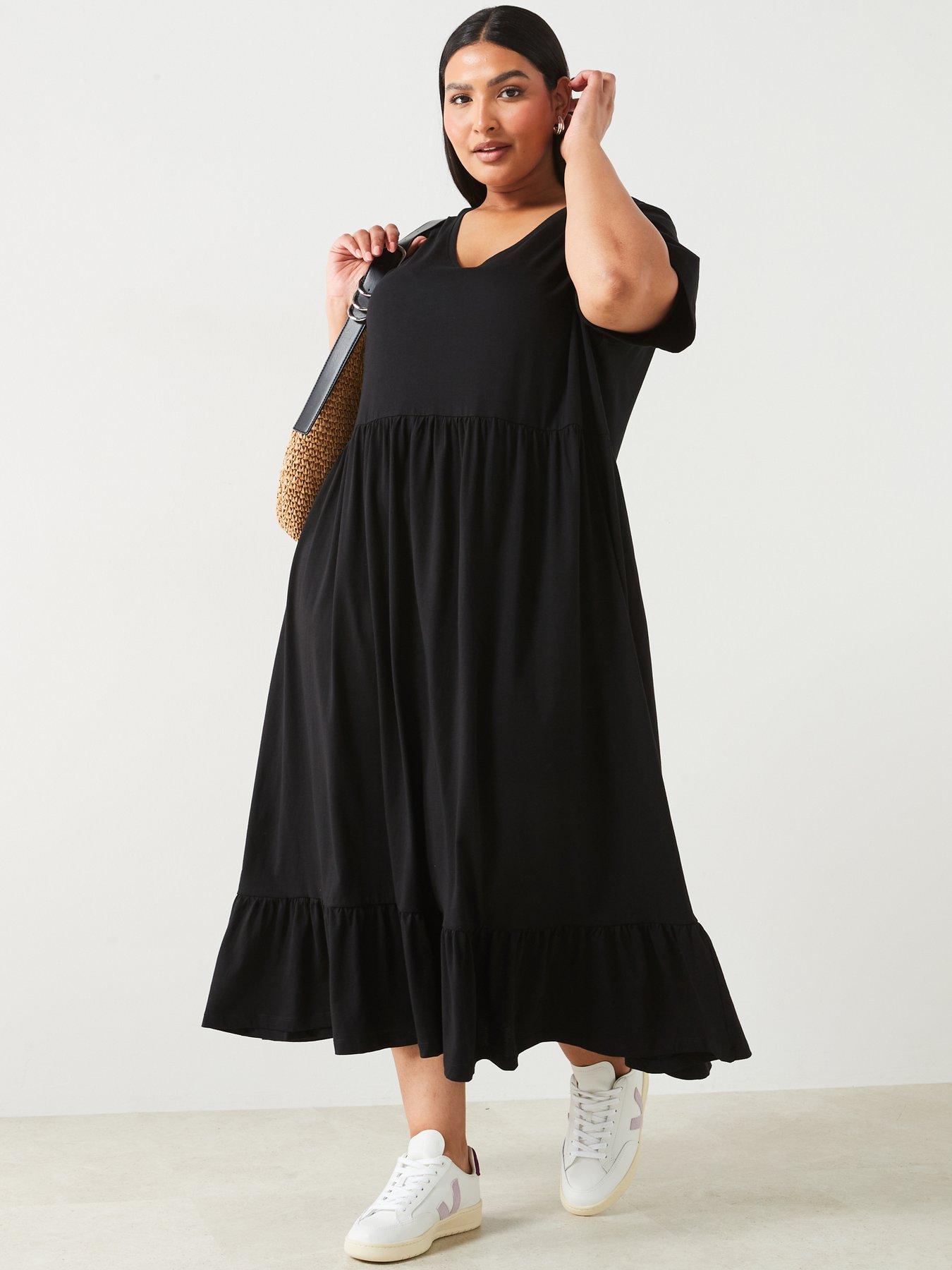 only-curve-short-sleeve-midi-dress-blackback