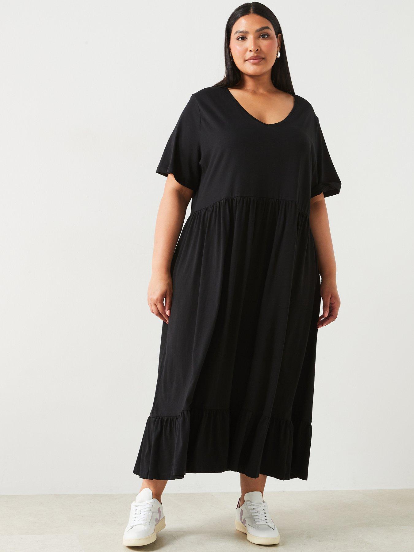 only-curve-short-sleeve-midi-dress-blackdetail