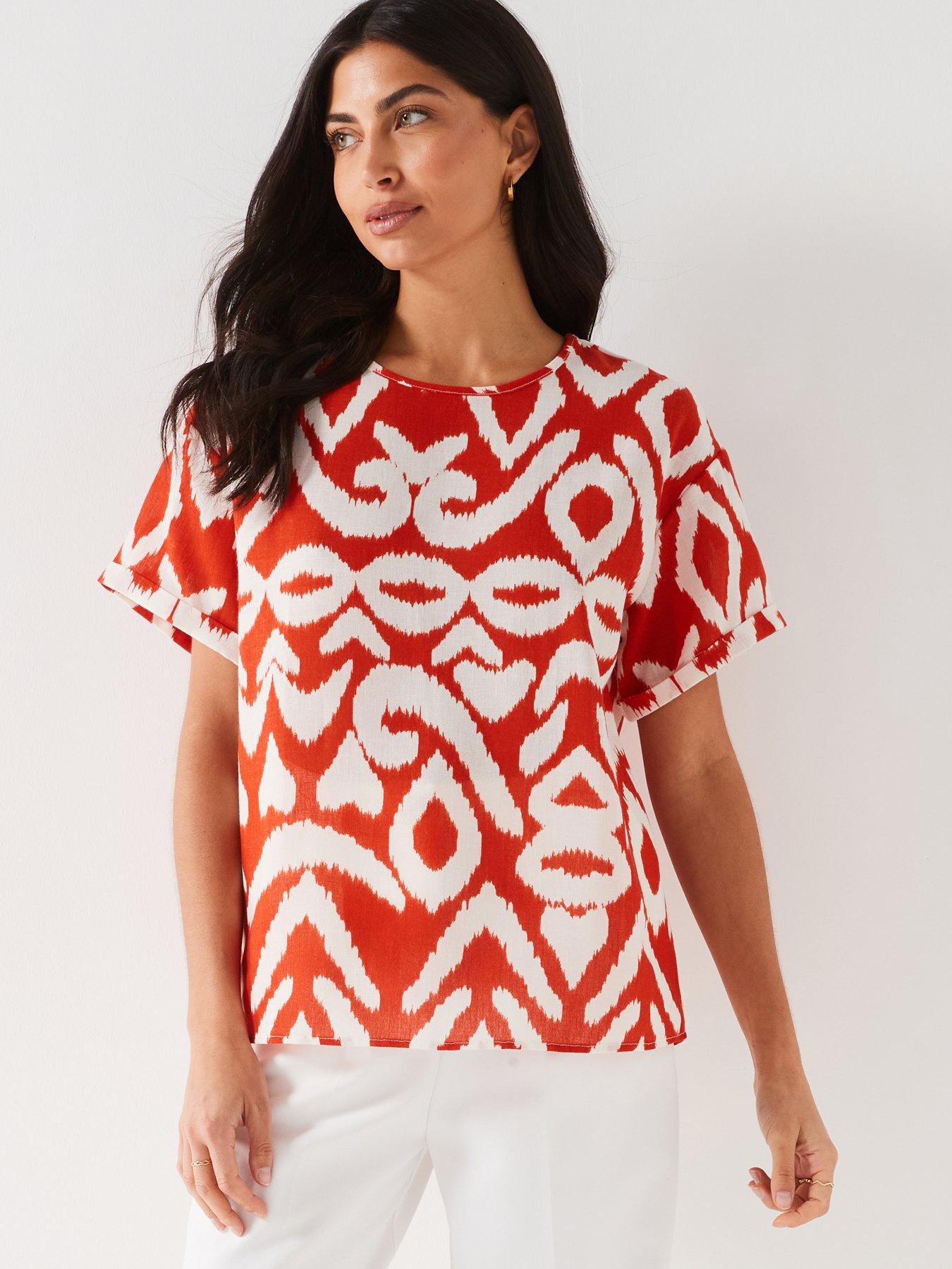 everyday-crew-neck-printed-blouse-redwhite