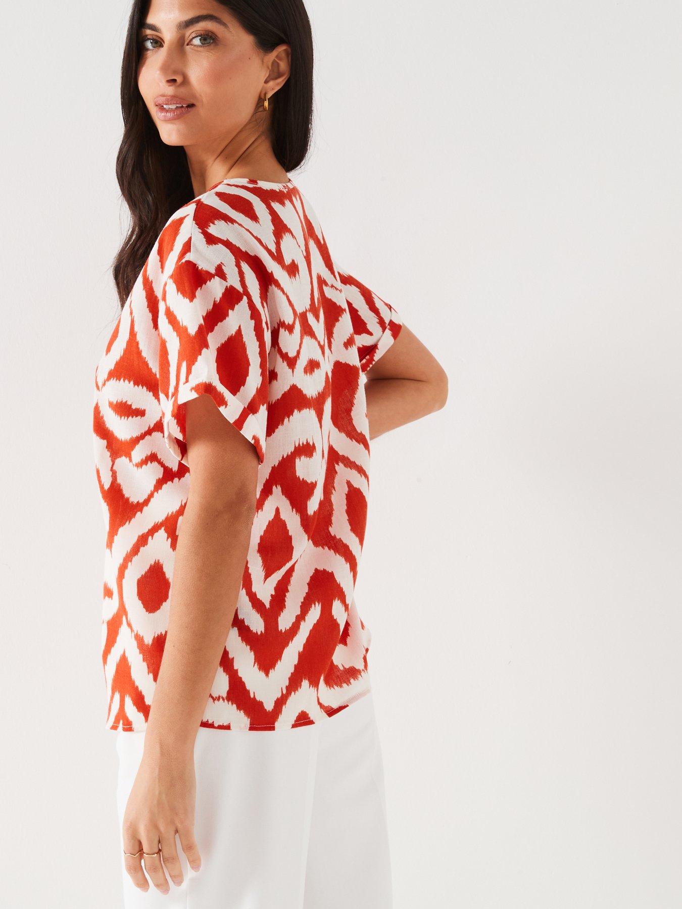 everyday-crew-neck-printed-blouse-redwhitedetail