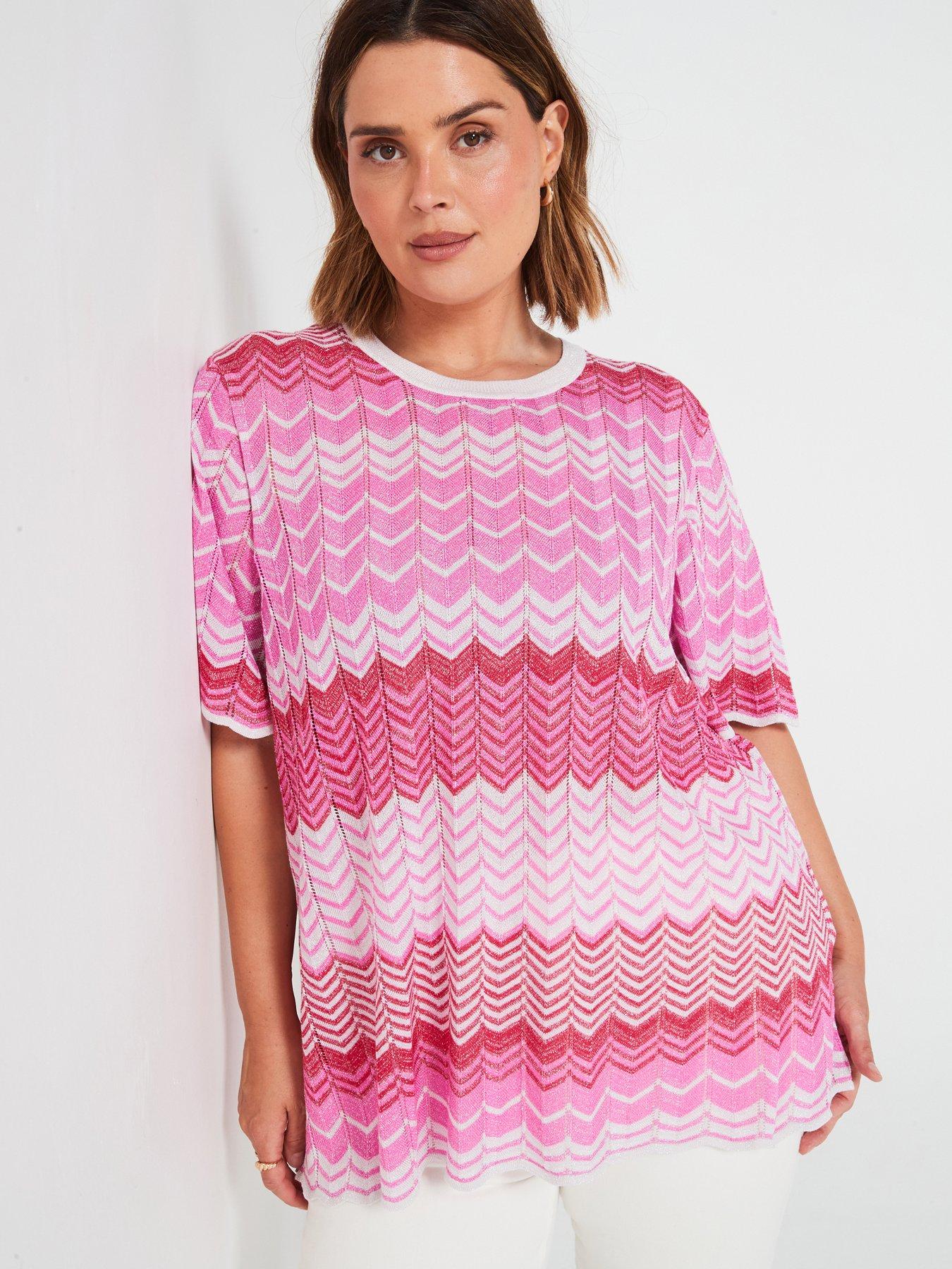 only-curve-knitted-zig-zag-top-pink