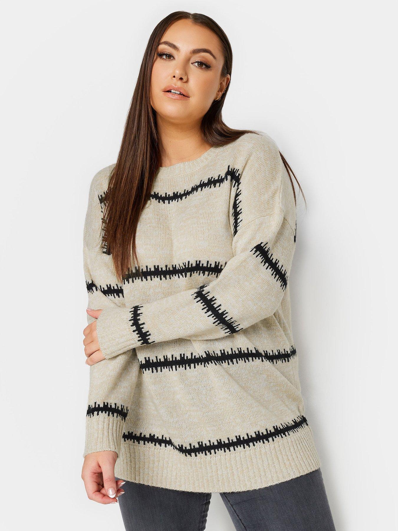 yours-curve-feathered-stripe-jumper-cream