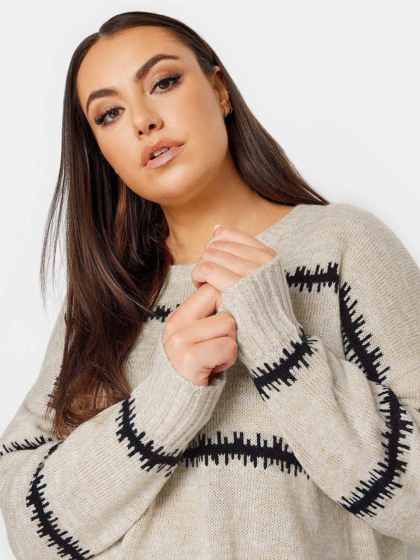 yours-curve-feathered-stripe-jumper-creamoutfit