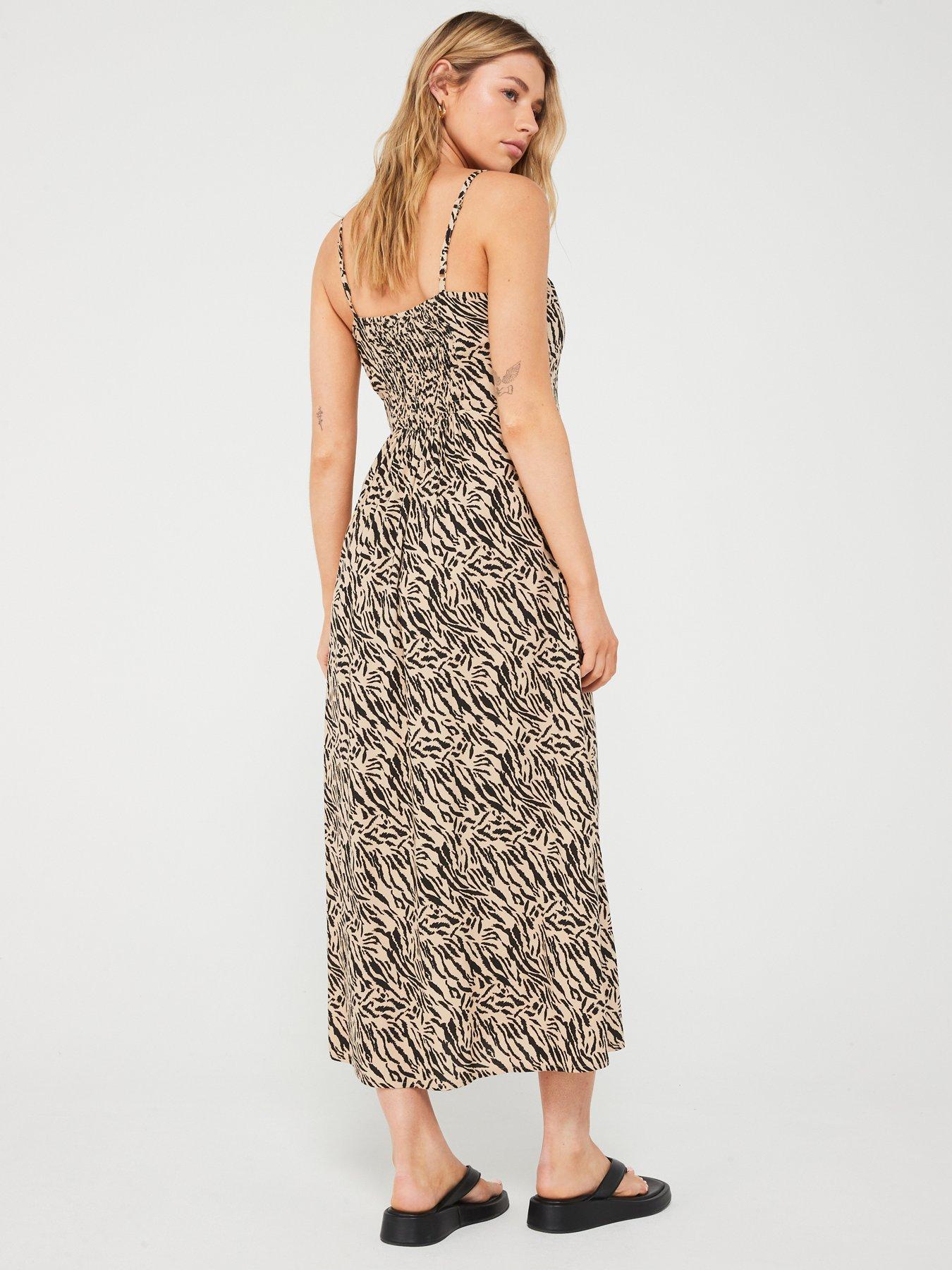 pieces-animal-print-slip-dress-brownstillFront