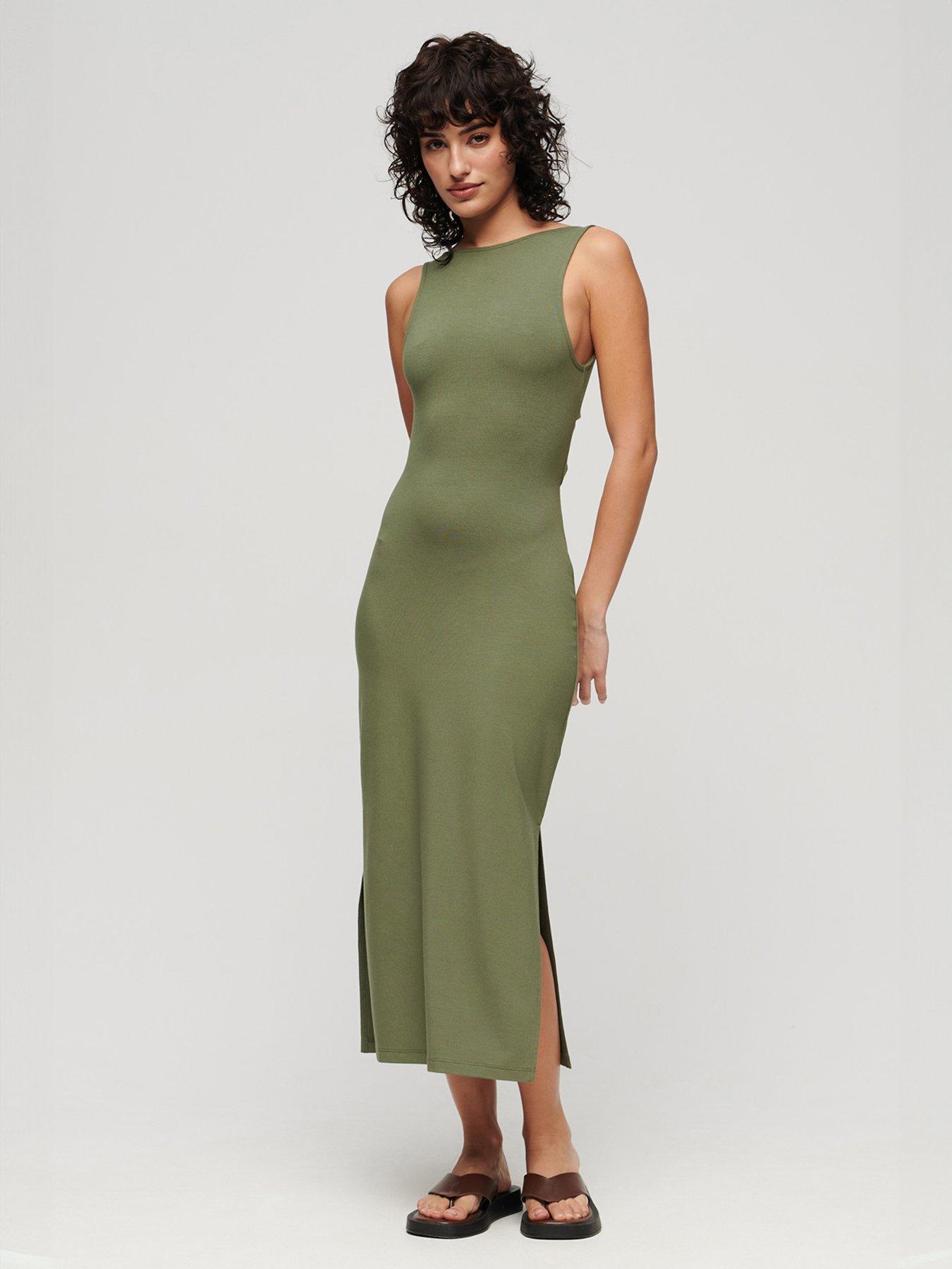 superdry-jersey-twist-back-midi-dress-green