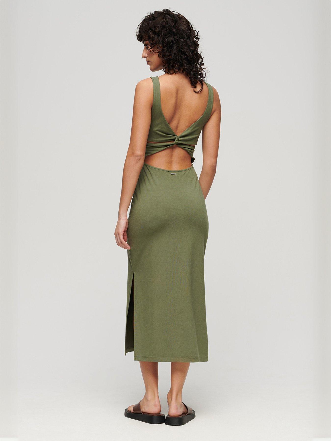 superdry-jersey-twist-back-midi-dress-greenstillFront