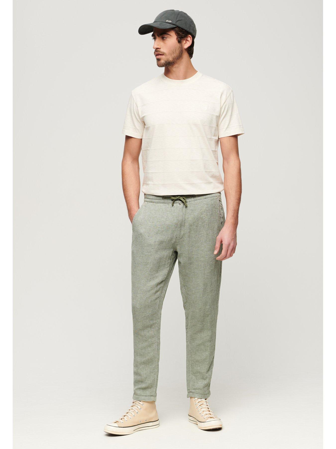 superdry-drawstring-linen-trousers-greenstillFront