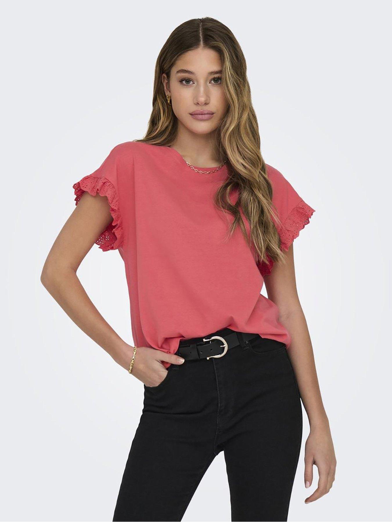 only-frill-sleeve-t-shirt-pink