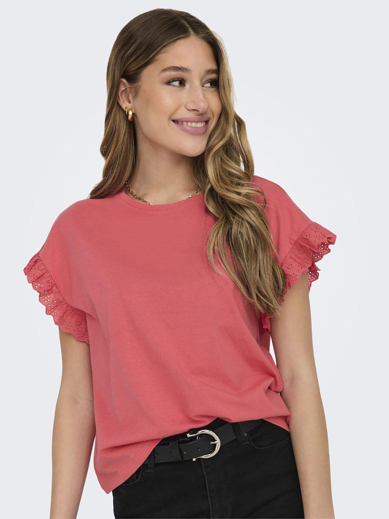 only-frill-sleeve-t-shirt-pinkoutfit