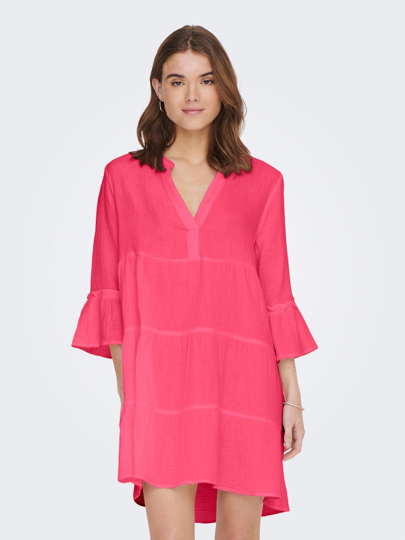 only-tiered-tunic-dress-pink