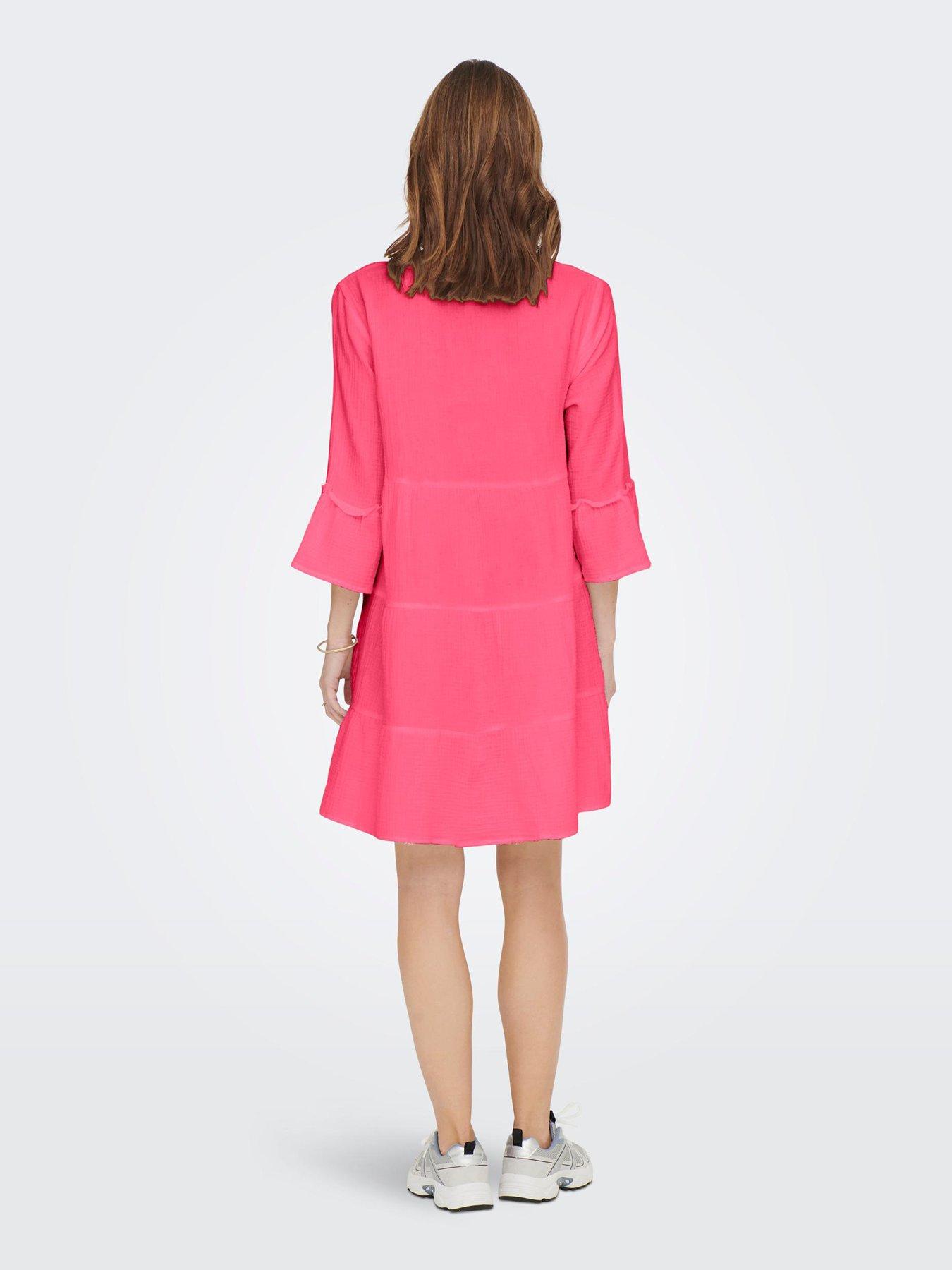 only-tiered-tunic-dress-pinkstillFront