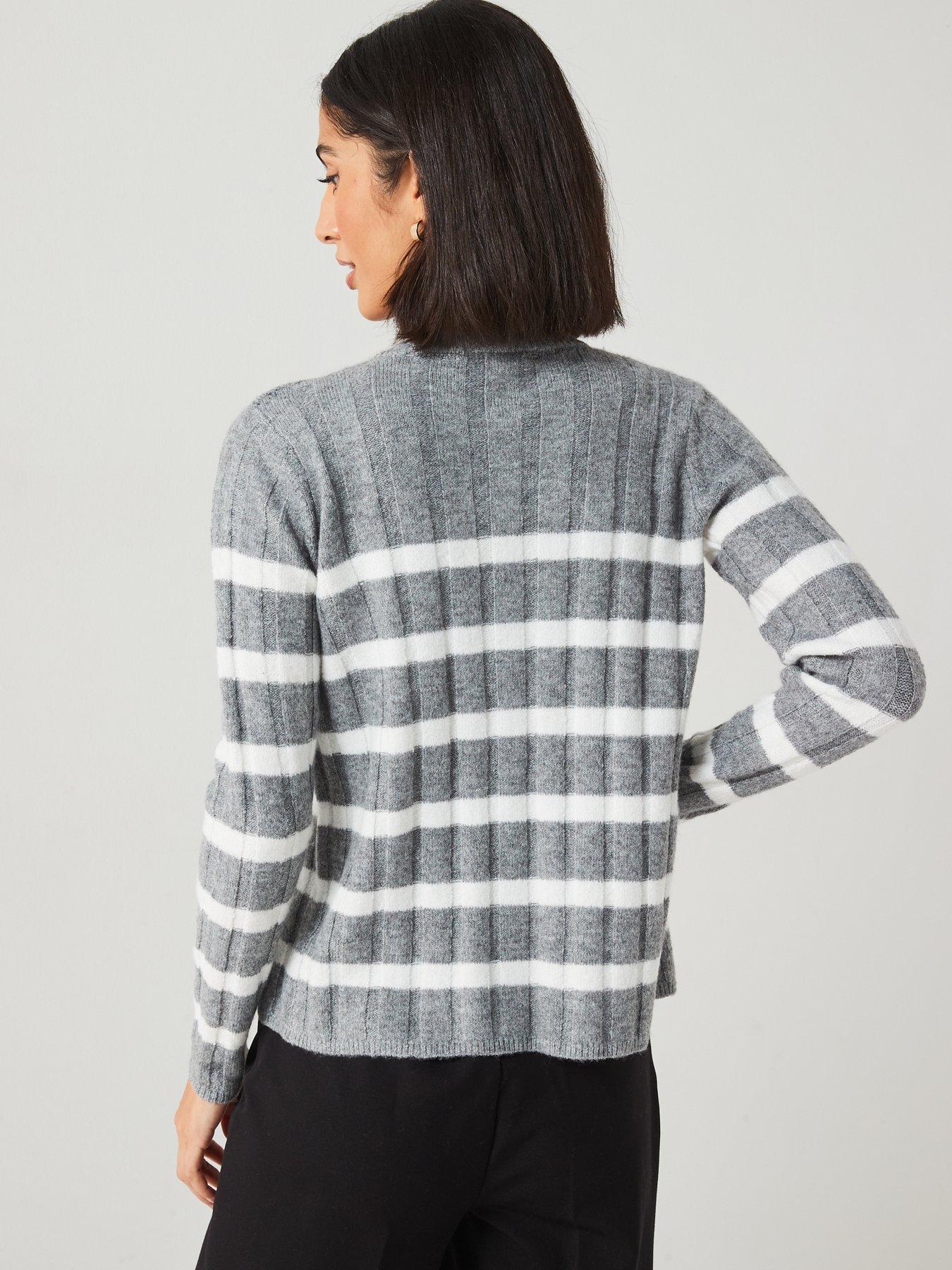 v-by-very-stripe-knitted-crew-neck-cardigan-coord-greystillFront