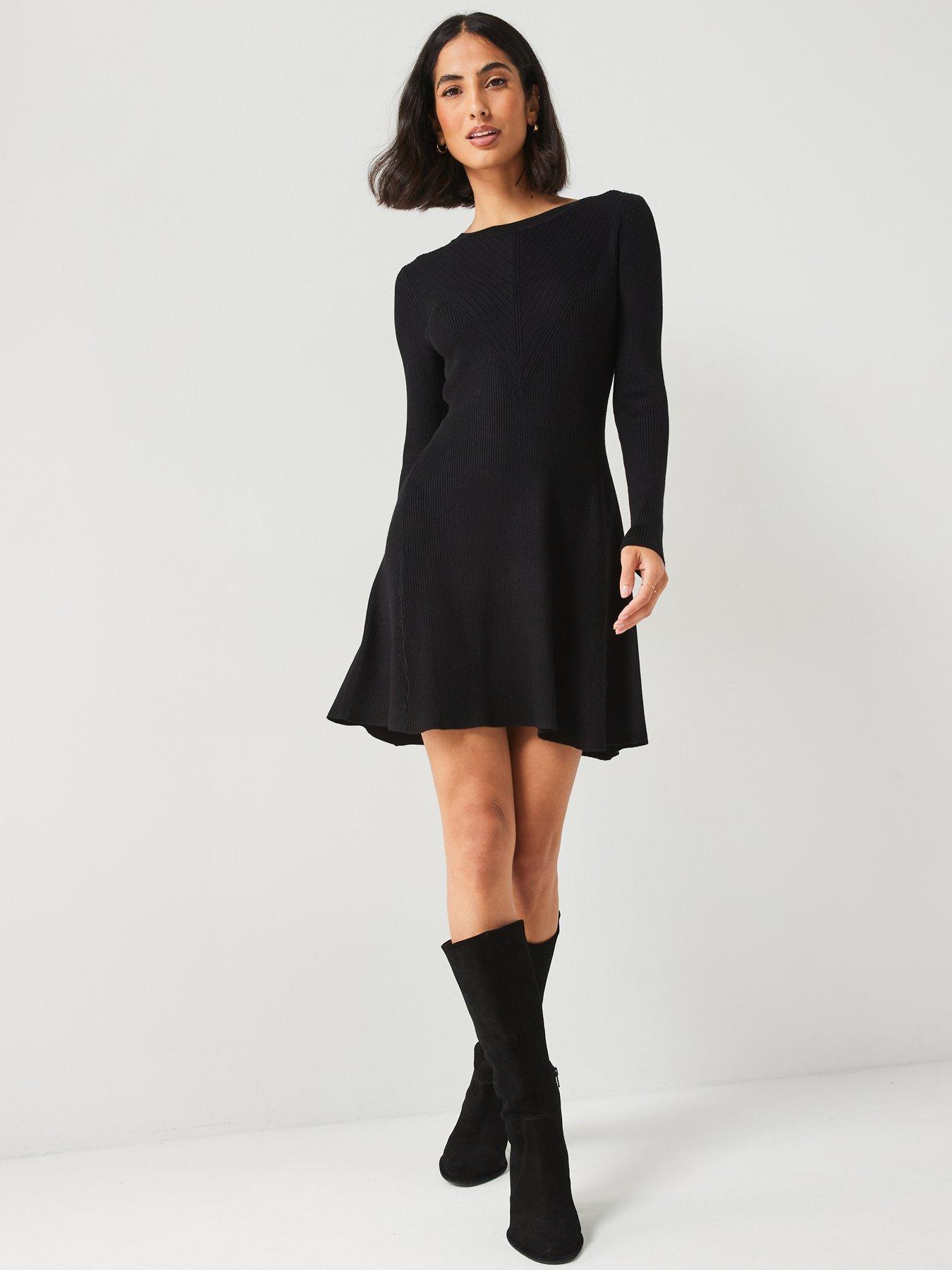 Image of V by Very Fit  &  Flare Seam Mini Dress - Black
