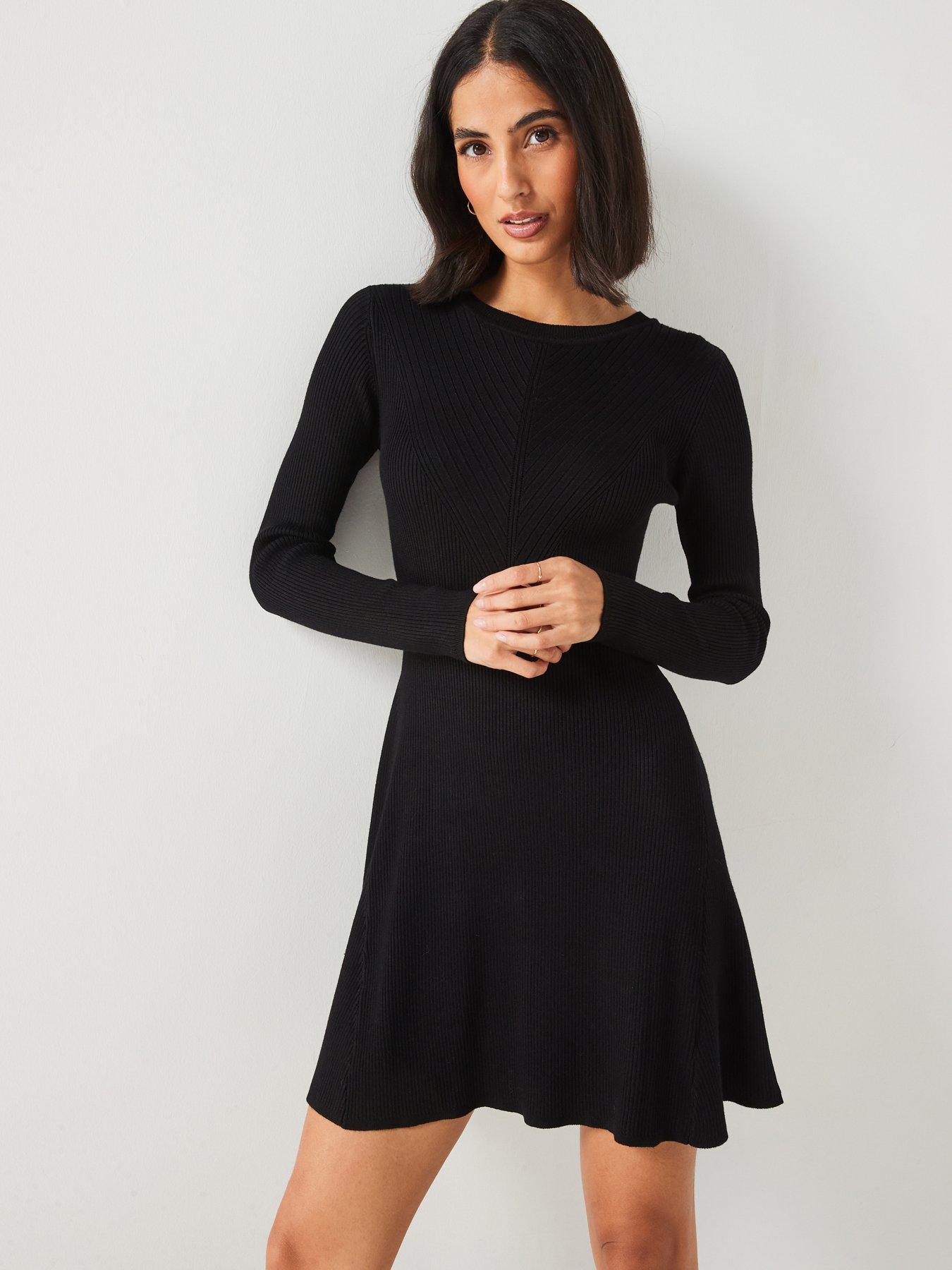 v-by-very-fit-amp-flare-seam-mini-dress-blackback