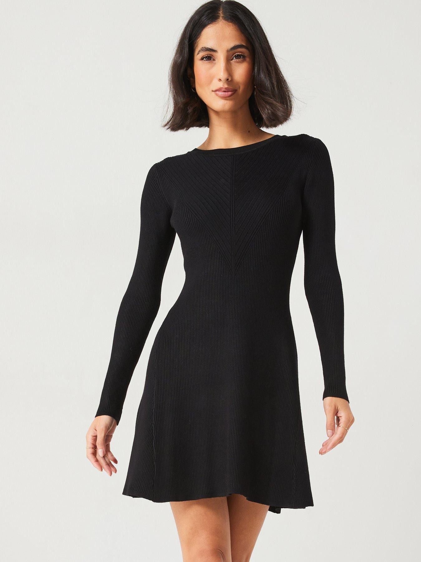 v-by-very-fit-amp-flare-seam-mini-dress-blackdetail