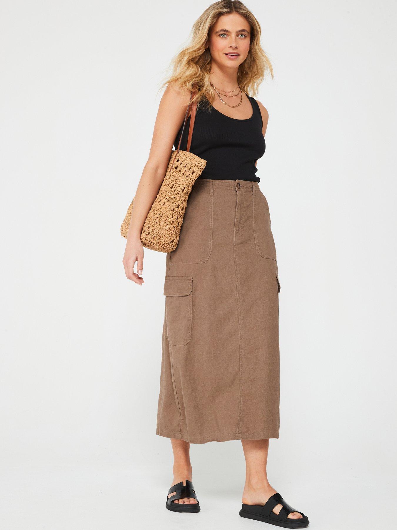 only-linen-midi-cargo-skirt-brownback