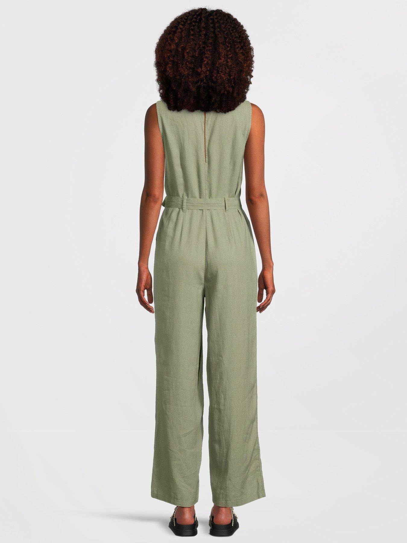 only-belted-linen-jumpsuit-greenstillFront