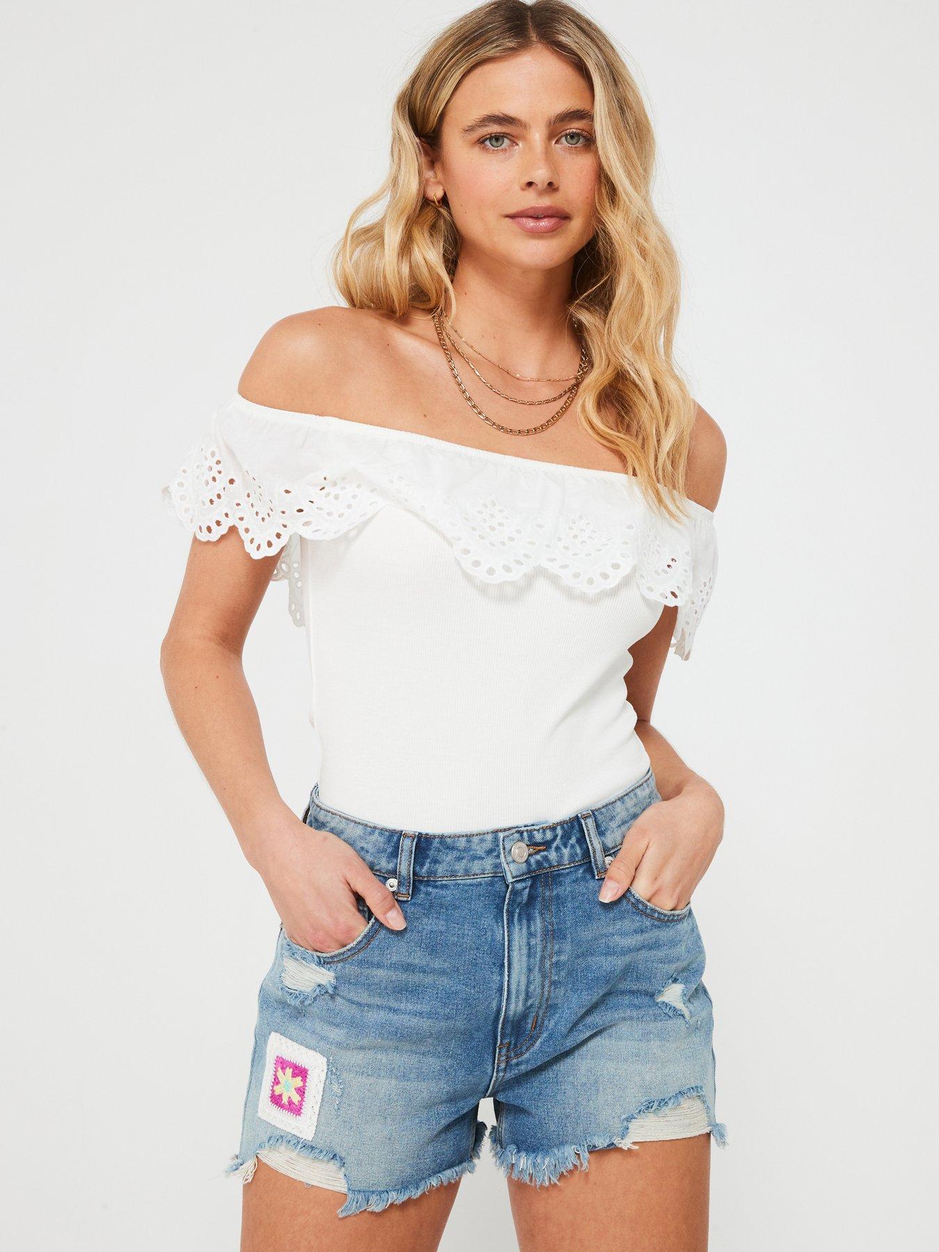 only-bardot-frill-top-white