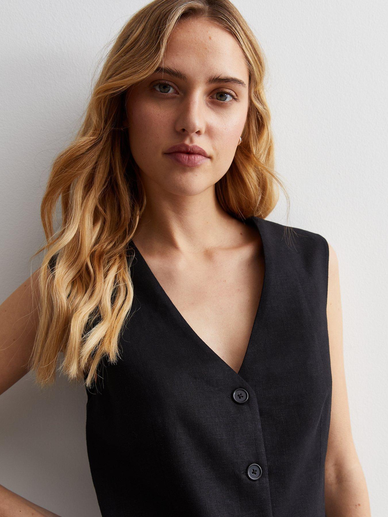 new-look-black-linen-blend-longline-waistcoatoutfit