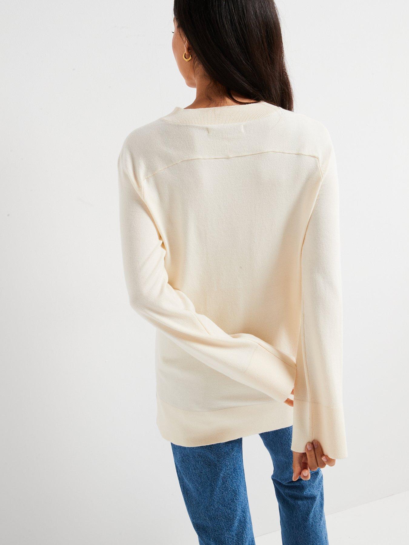 everyday-v-neck-longline-jumper-light-beigestillFront