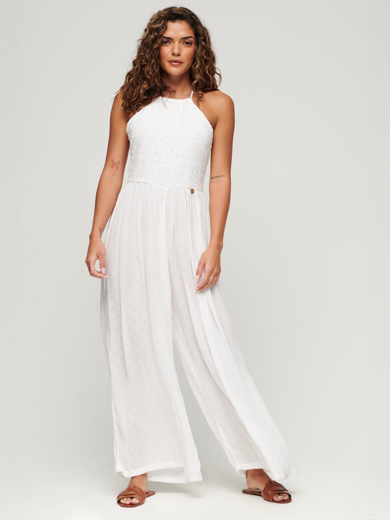 undefined Embroidered Jumpsuit - White