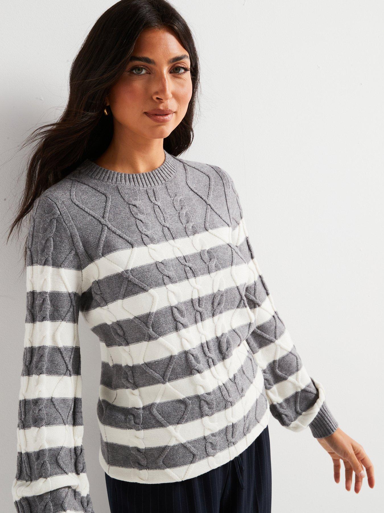 everyday-crew-neck-longline-cable-knit-stripe-jumper-grey