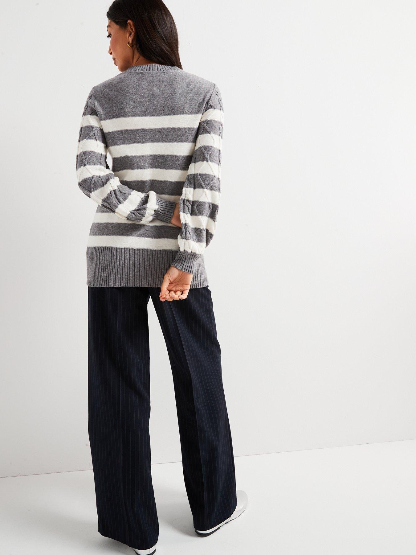 everyday-crew-neck-longline-cable-knit-stripe-jumper-greystillFront