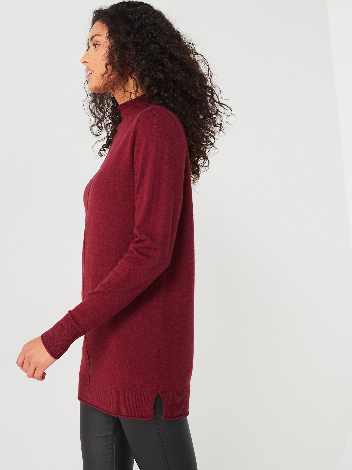 everyday-funnel-neck-seam-detail-longline-jumper-burgundystillFront