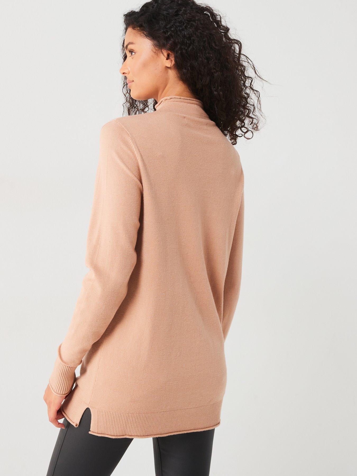 everyday-funnel-neck-seam-detail-longline-jumper-brownstillFront