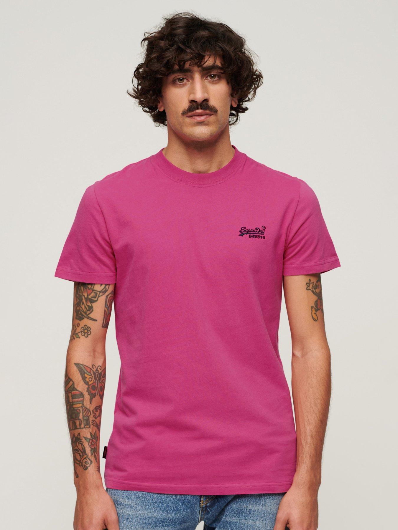 undefined Superdry Essential Logo Embroidered T-Shirt - Bright Pink